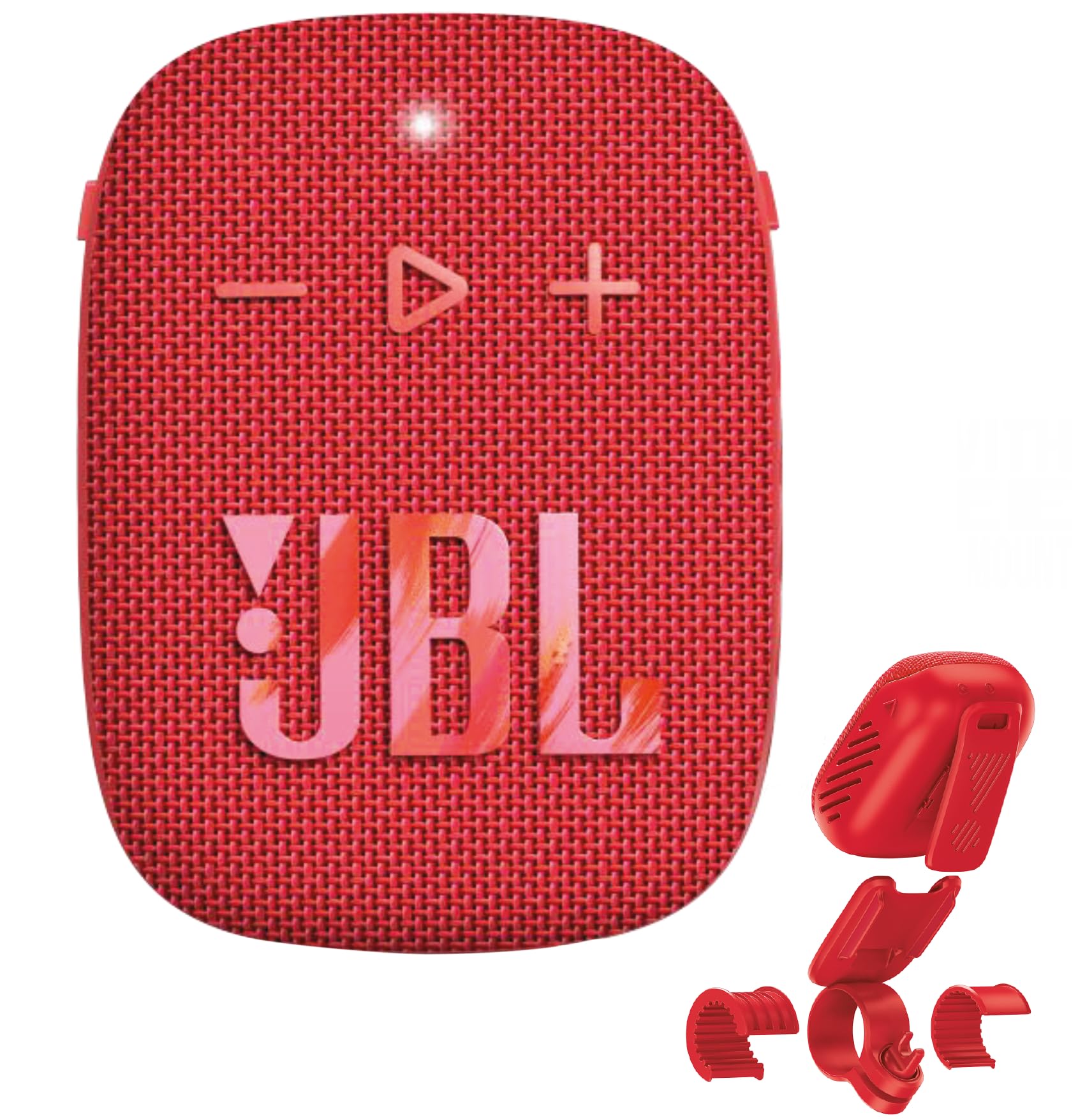 JBL Wind 3S - Mini Altavoz Bluetooth Potente portátil Harman Kardon - Bass Boost, Caja de música para Deporte y Outdoor con Pinza para Bicicleta, Scooter y Moto - Resistente al Agua - Rojo