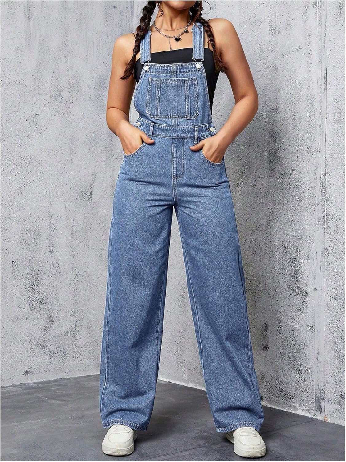 WDIRARA Women's Denim Overalls Adjustable Strap Jean Jumpsuit Bib Overalls - Image 5
