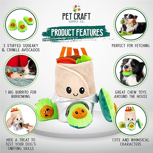 Miniatura 2 de Pet Craft Supply Hide and Seek - Juguetes de peluche para perros arrugados, chirriantes, interactivos, rompecabezas de actividades de madriguera,