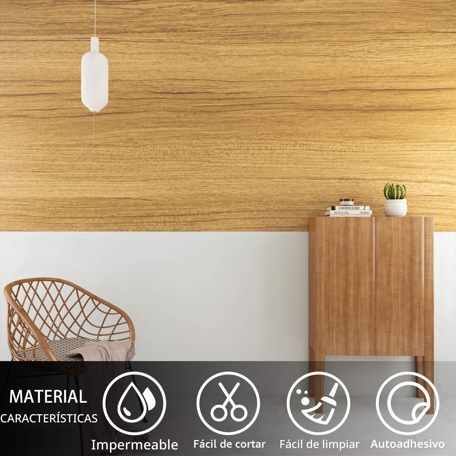 VEELIKE Papel Adhesivo Efecto Madera 60 cm x 900 cm Papel Adhesivo para Muebles Madera Papel Autoadhesivo Pared Cocina Impermeable Papel Forrar Mueble Papel Pintado Cabecero Cama Armarios Dormitorio