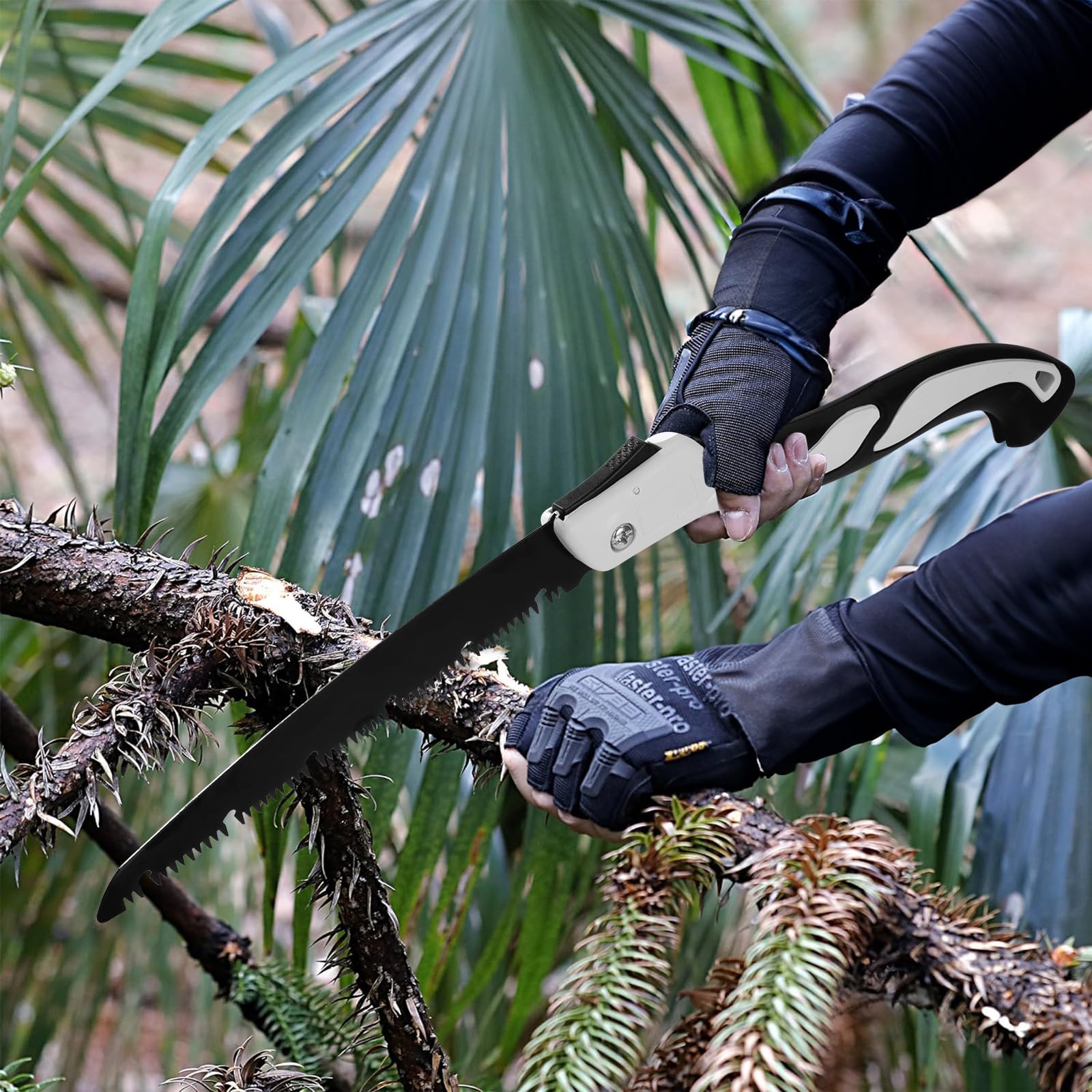 Sierra plegable de poda sierra de mano con diente de afeitar de 3 caras Mango Antideslizante Sierra plegable portátil utilizada para cortar árboles madera camping jardinería.