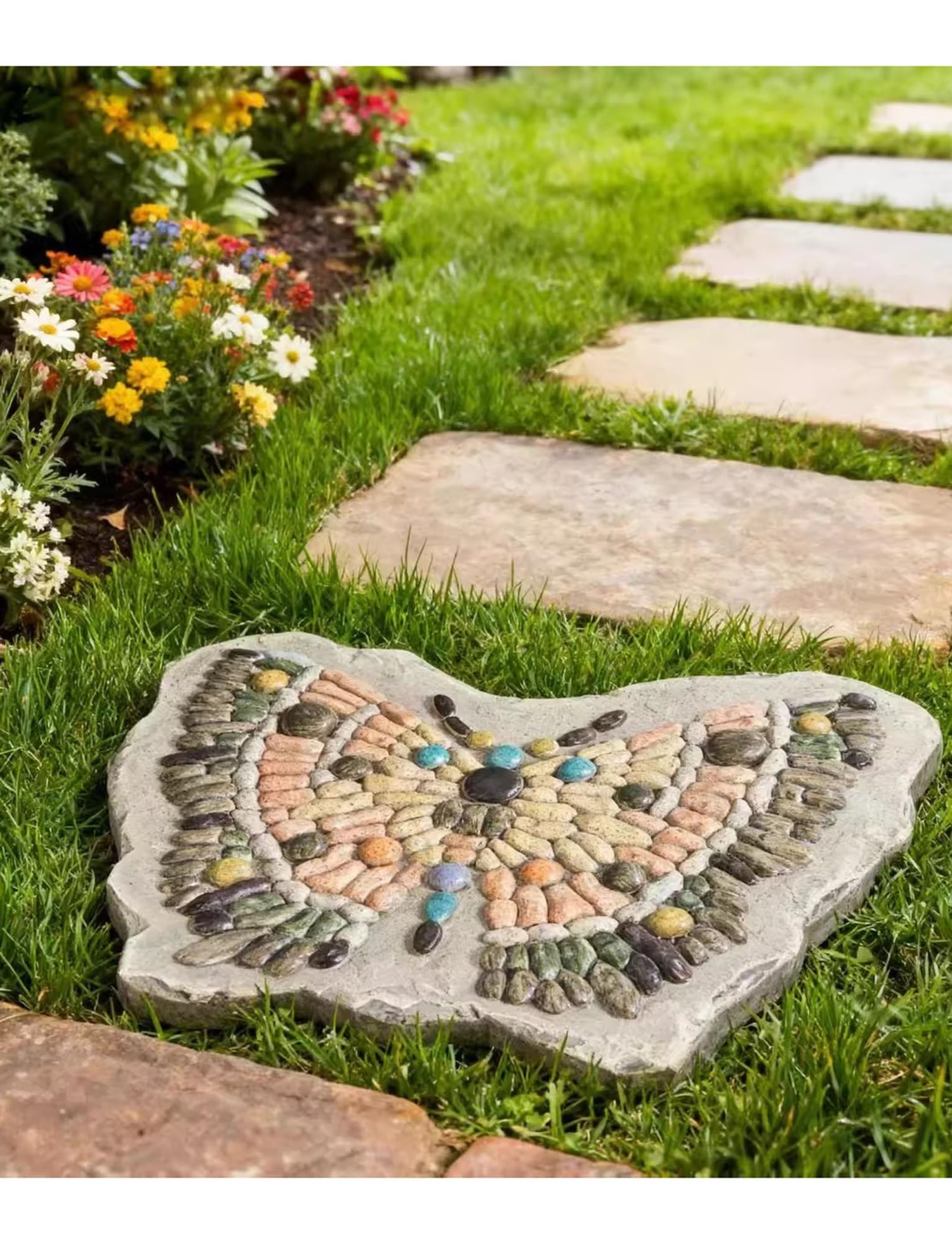 Pietre da Giardino per Camminamento Set di Lastre da Giardino Effetto Pietra Decorazione Paesaggistica per Vialetti, Sentieri e Terrazza