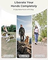 Vista 7 de Correa de perro manos libres con cinturón ergonómico, bolsa con cremallera, elástico reflectante y doble asa, para perros medianos y grandes