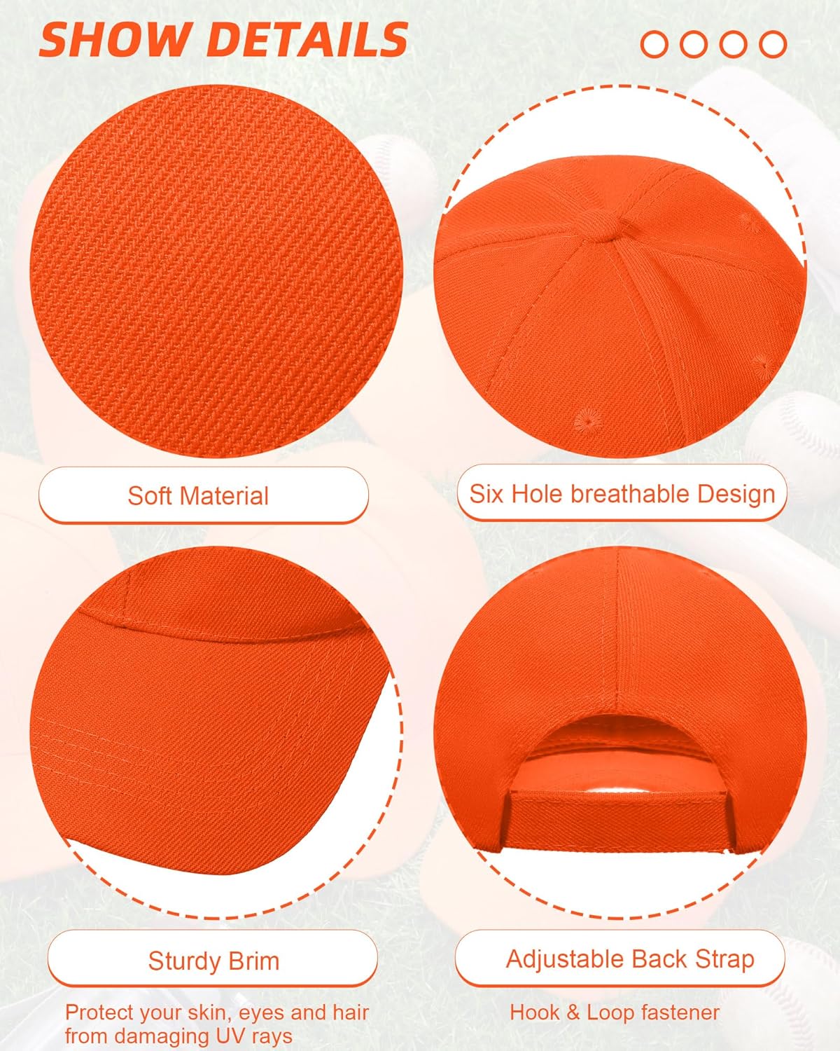 Handepo 24 Pcs Blank Baseball Cap Adjustable Back Strap Plain Blank Camouflage Hat Unisex Baseball Cap for Trucker Men Women