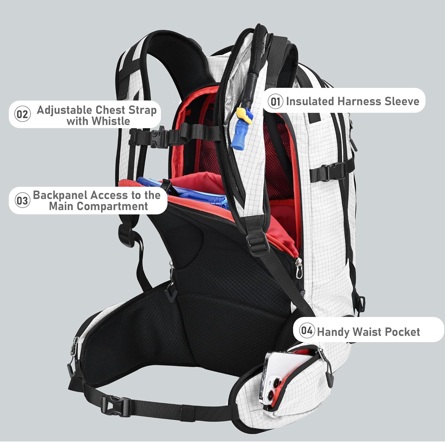 Ski and Snowboard Hydration Backpack - Cold-Weather Winter - 2L Water Reservoir and Insulated Harness - Image 3