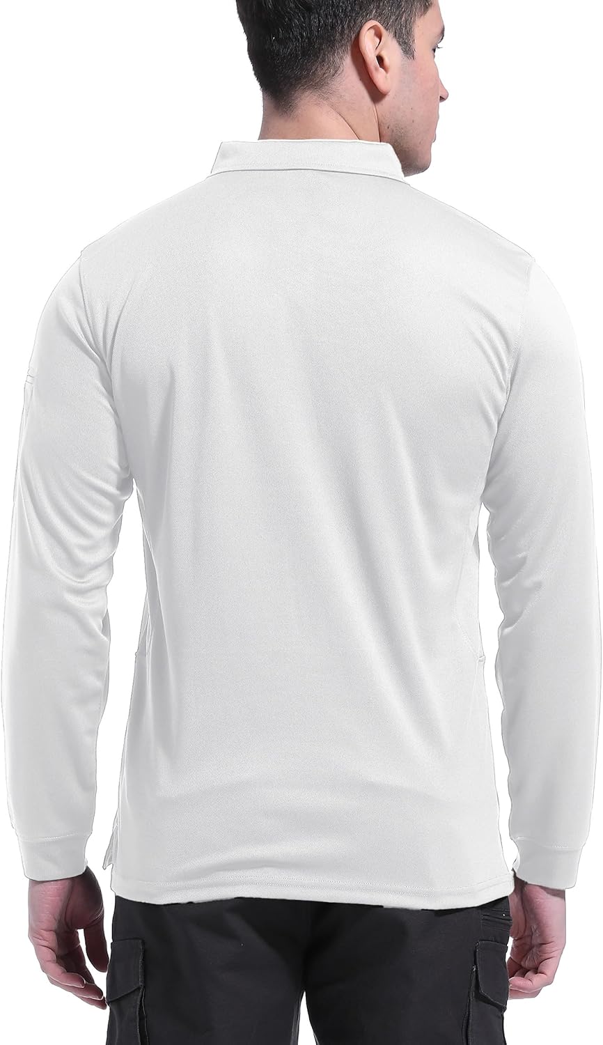 Men's Polo Shirts Long Sleeve Performance Quick Dry Tactical Polo Golf Shirts - Image 6