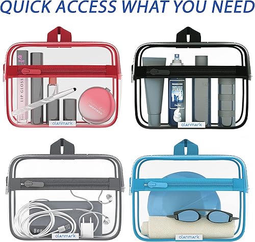 Miniatura 6 de Bolsa de aseo aprobada por la TSA 3-1-1, bolsa de cosméticos de viaje transparente con asa, bolsa de tamaño de cuarto de galón con cremallera, bolsa