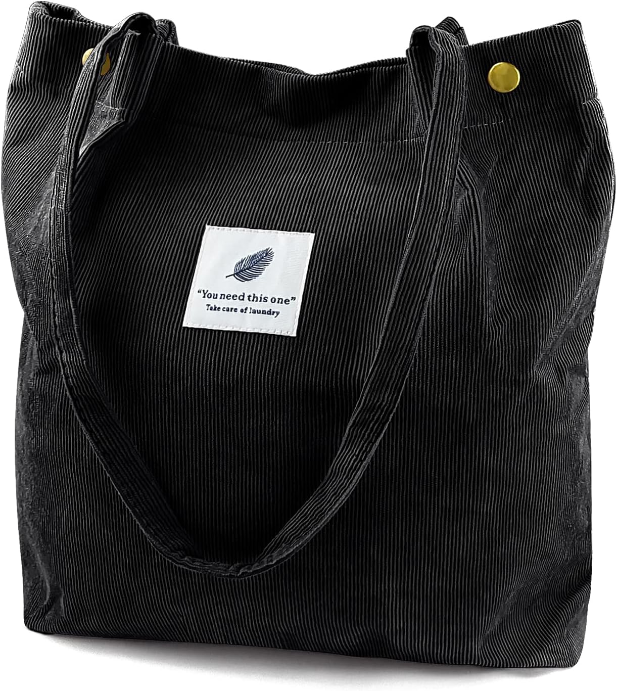 Corduroy Tote Bag for Women Canvas Shoulder Cord Purse with Inner Pocket