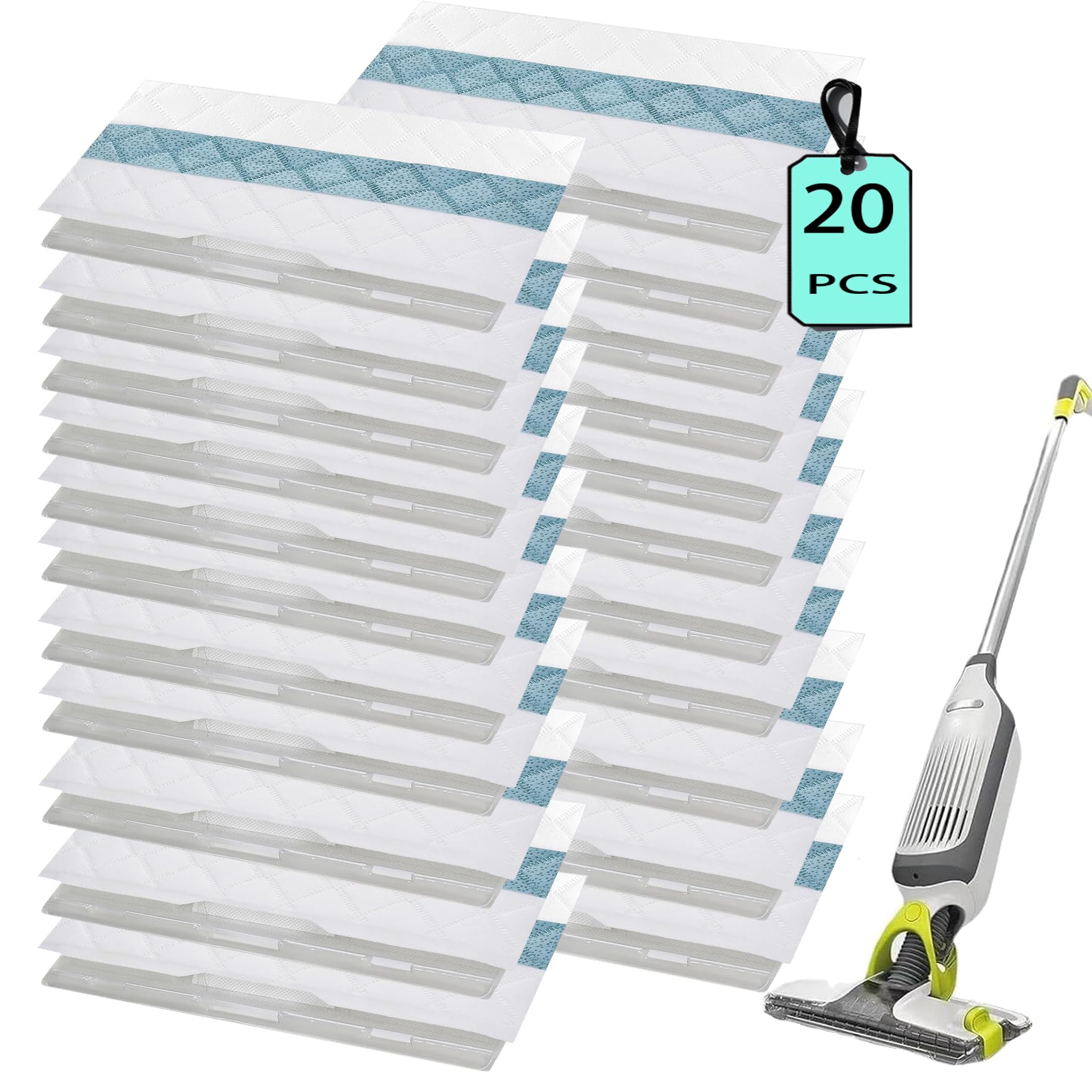 YESBAG Vacmop Replacement Pads Compatible with Shar k Vac Mop VM250 VM251 VM252 VM200 VM190 VC205 QM250 VM200P12, Part No:VMP30 VMP10 VMP16, Disposable Vacuum Mopping Pad Refills （20-Pack）