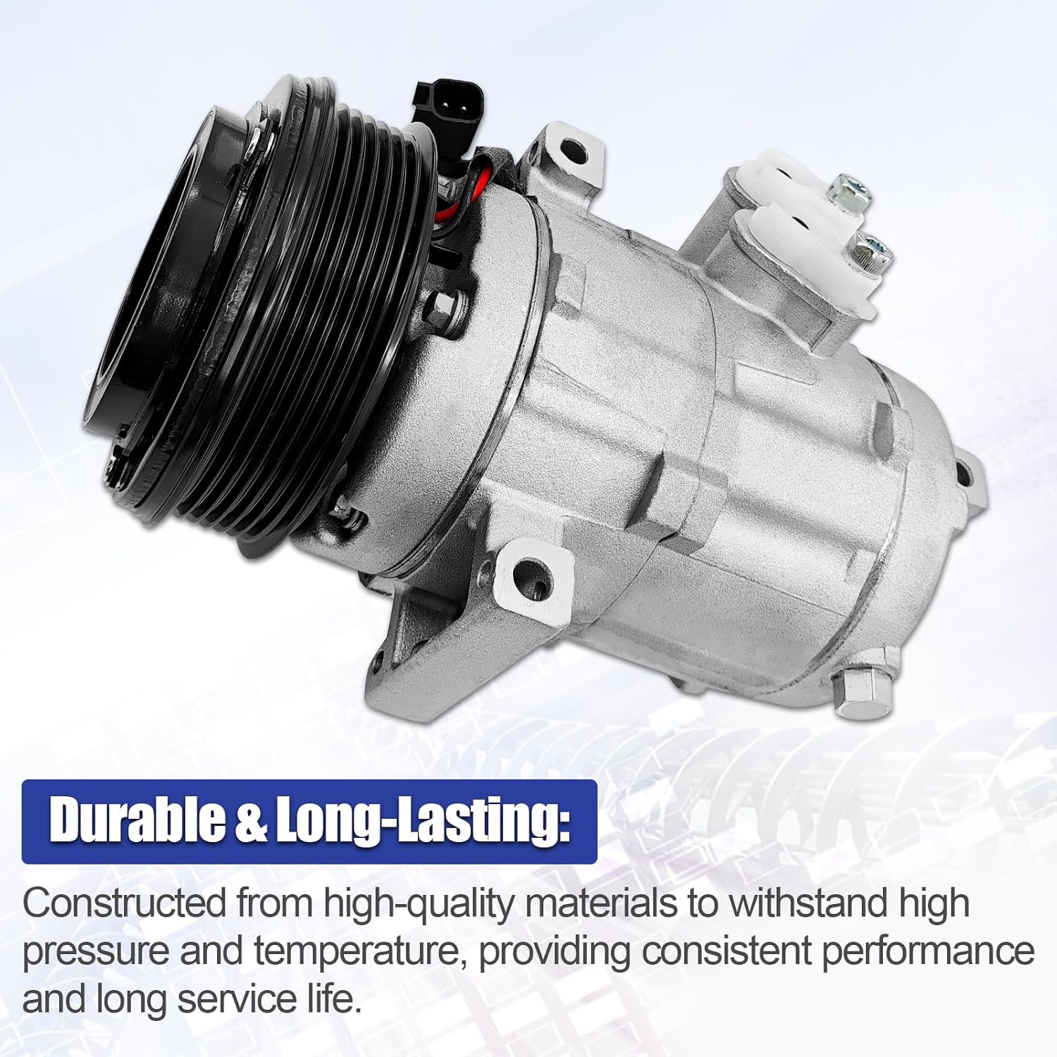 AC Compressor w/Clutch Fit for Ford Taurus 2008-2012, Taurus X 2008-2009, Flex 2009-2012, Lincoln MKS MKT 2009-2012, Mercury Sable 2008-2009 – FS20, 6 Groove Pulley