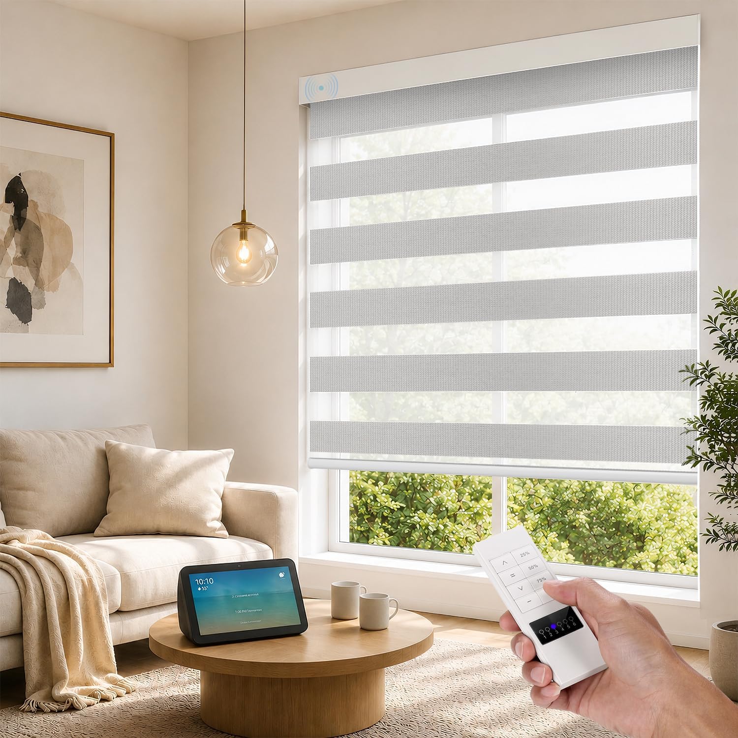 ACMEART Motorized Blackout Zebra Blinds Fabric Samples Multicolor