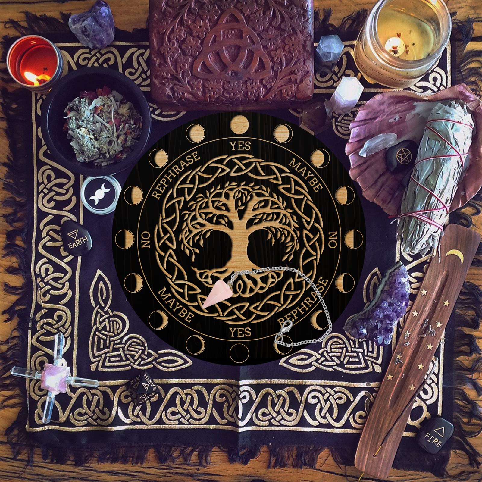 Planche à pendule en bois étoile 25 cm planche de divination avec un collier de pendule de radiesthésie en cristal Divination Metaphysical Message Board Kit de sorcellerie Wiccan Altar Supplies Planche à pendule en bois étoile 25 cm planche de divination avec un collier de pendule de radiesthésie en cristal Divination Metaphysical Message Board Kit de sorcellerie Wiccan Altar Supplies