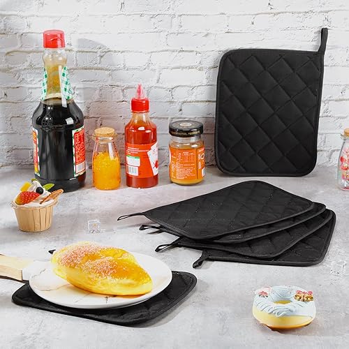 Miniatura 3 de Hoolerry 20 soportes de algodón para ollas de bolsillo para horno de cocina, soportes para ollas de 7 x 9 pulgadas, resistentes al calor, con bucles