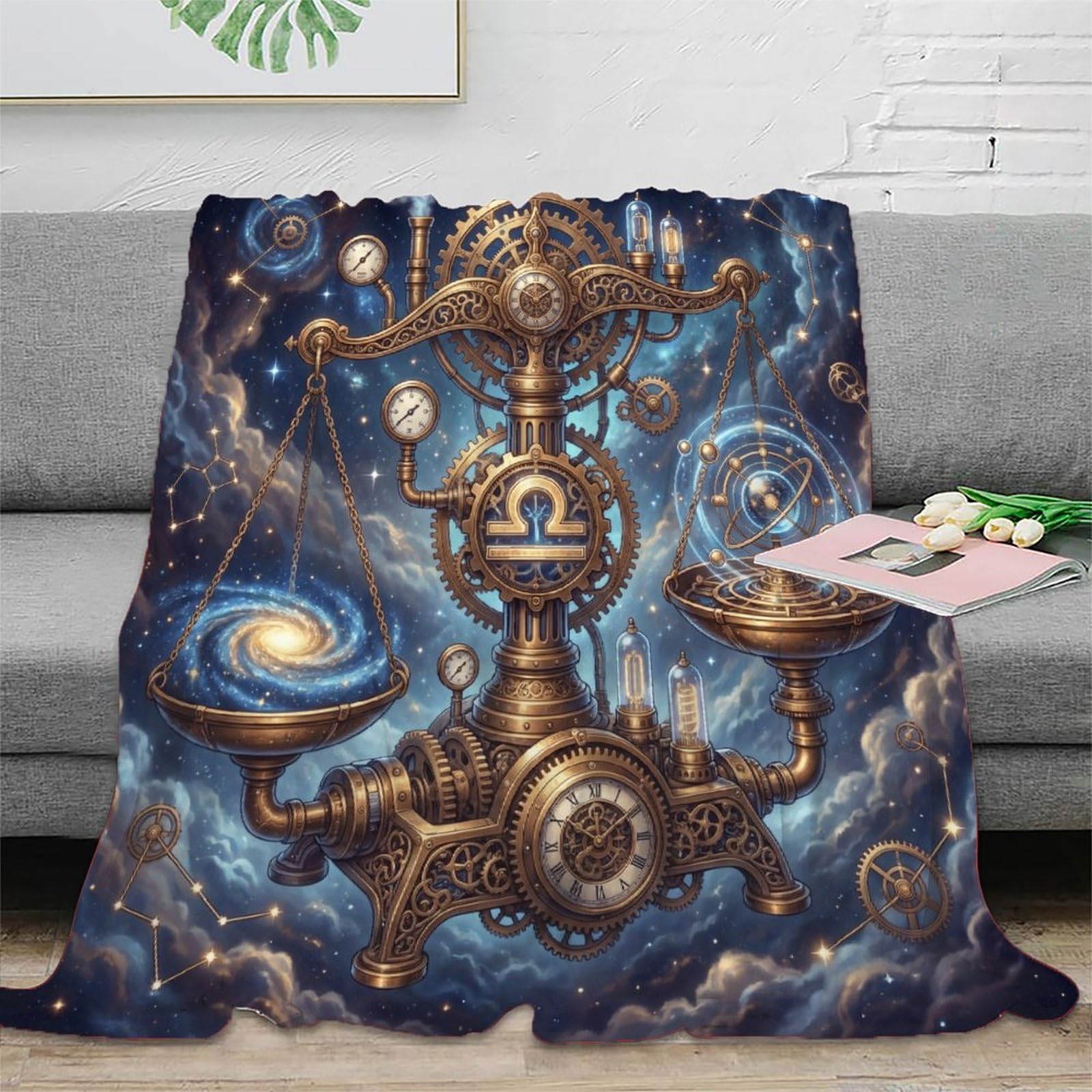W7C8U2X3 Zodiac Libra Celestial for Soft Throw Blanket, Camping Car Travel