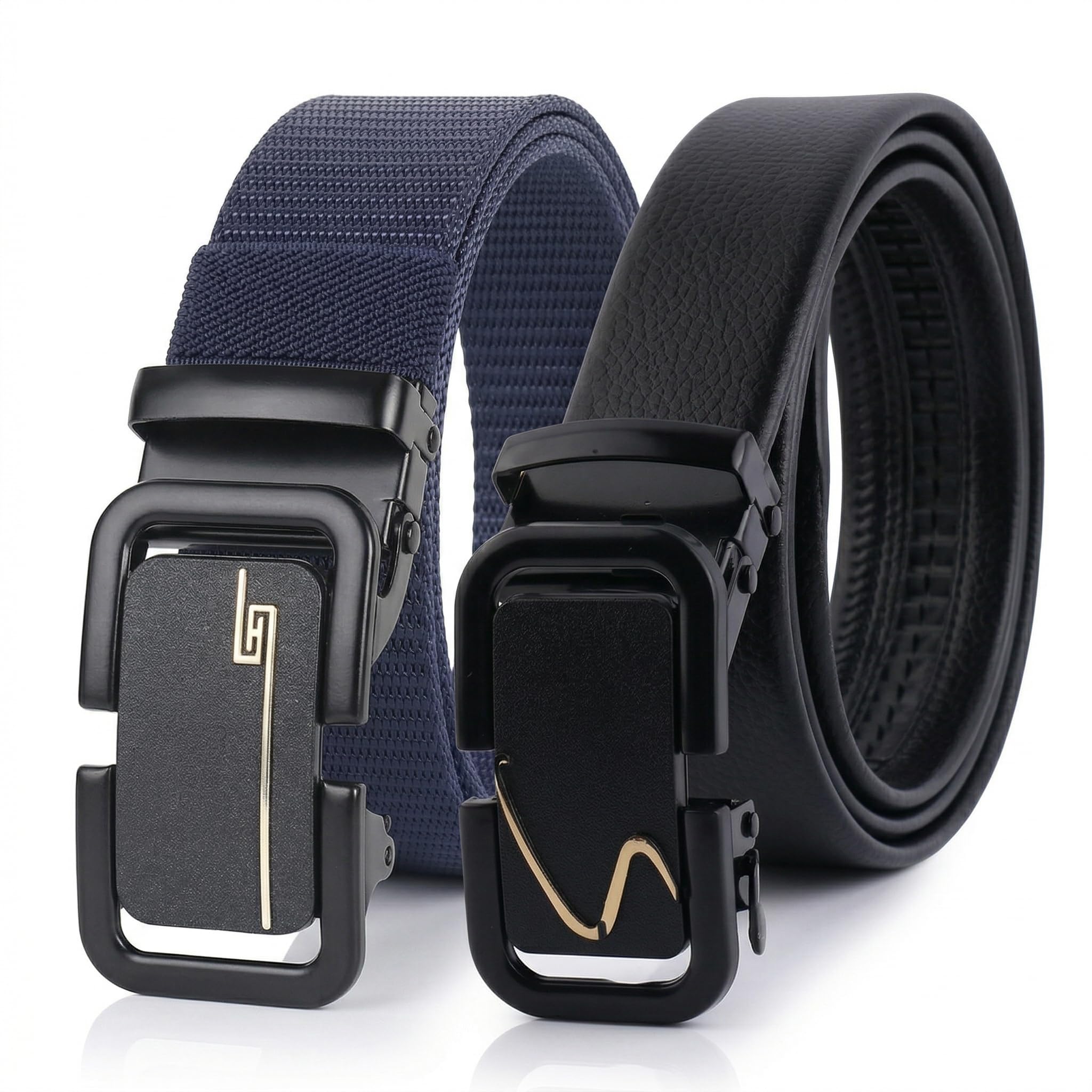 Men Navy Blue Canvas & Black Auto Lock Belt Combo | Modern Casual & Elegant Office Wear-image-13