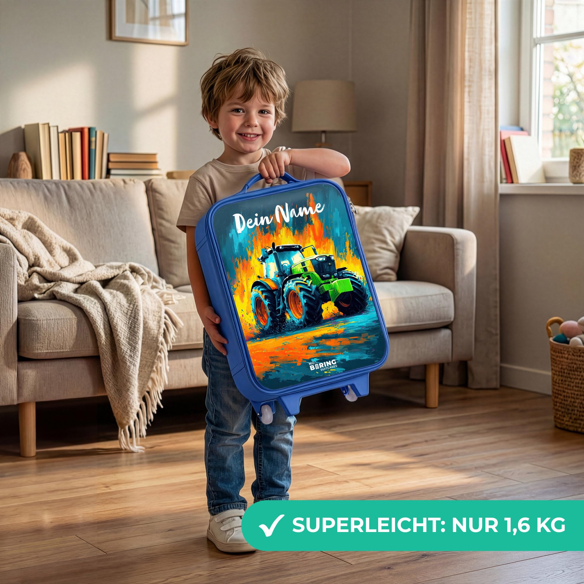 NoBoringSuitcases© Kinderkoffer Blau Klein Personalisiert mit Name