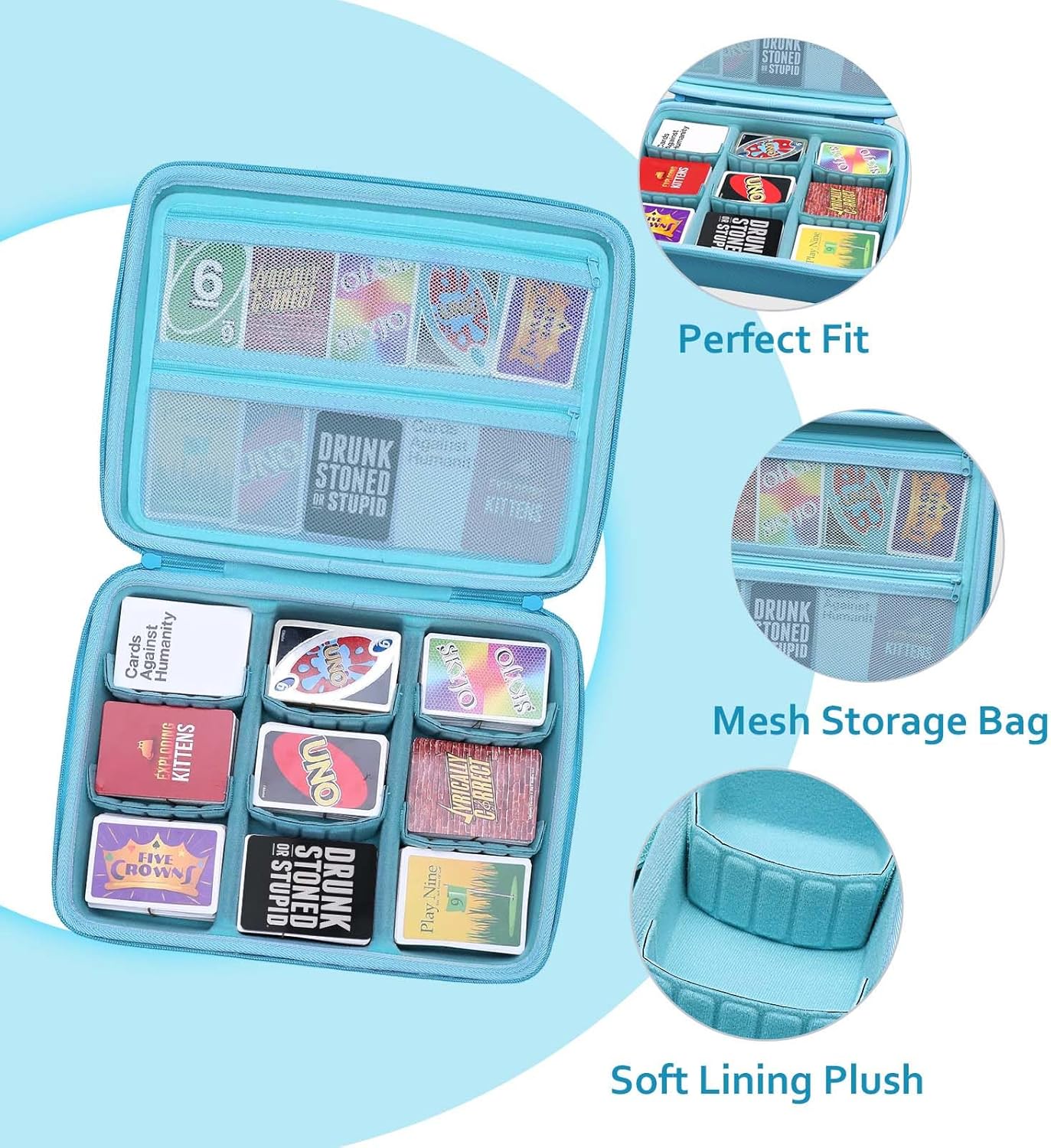 XANAD Card Game Case Fits 3000+ Cards, Fits for Baseball Sports playing card/UNO/playing card Against Humanity Card Game and All Other Card Games Expansions (Sky Blue)