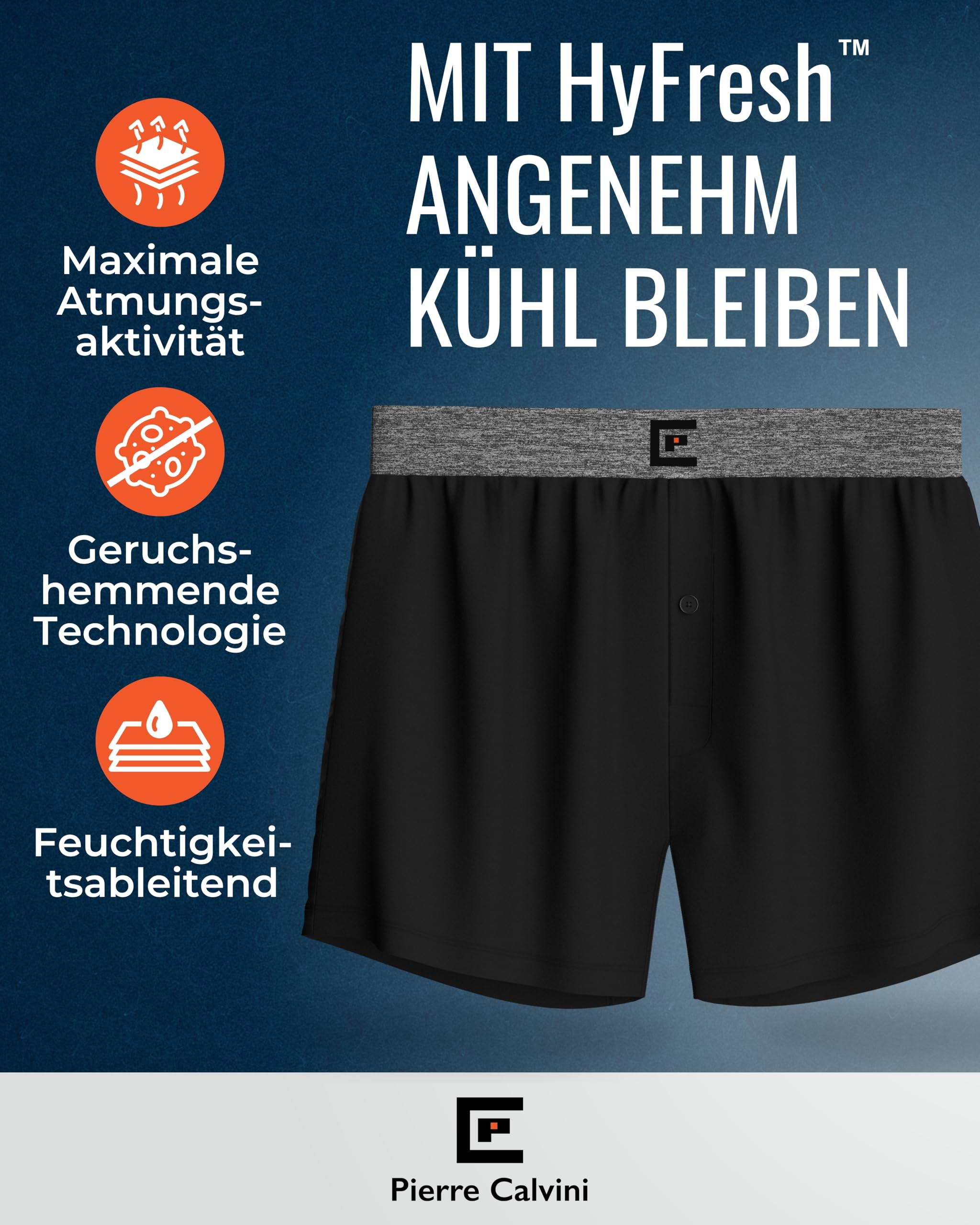 Pierre Calvini Herren Boxershorts weit geschnitten (3er/6er Pack) – 95% Baumwolle 5% Elastan, lockere Passform, atmungsaktiv & etikettenfrei, weiche Schlaf-Boxershorts