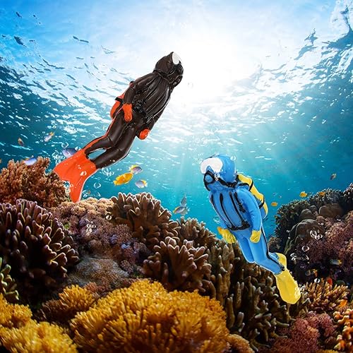 Miniatura 9 de Mipcase Juego de 4 figuras de buceo, figuras de juguete para buceadores, figuras de juguete de buceo para mesa de arena en miniatura, fiesta del