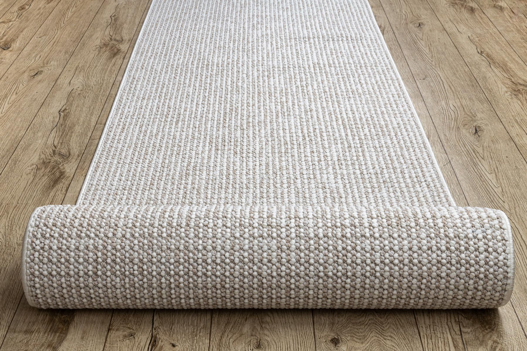 rugsx Teppichläufer Casablanca Loop, weicher Schlingenteppich, strapazierfähig & pflegeleicht, für Wohnzimmer, Schlafzimmer, weiß/beige 100x300 cm