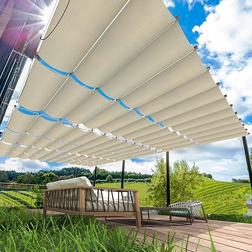Miniatura 1 de AwnPro Toldo retráctil de 4 x 12 pies, vela retráctil de cuerda deslizante, toldo de pérgola de repuesto para jardines, patios, terrazas y cenadores