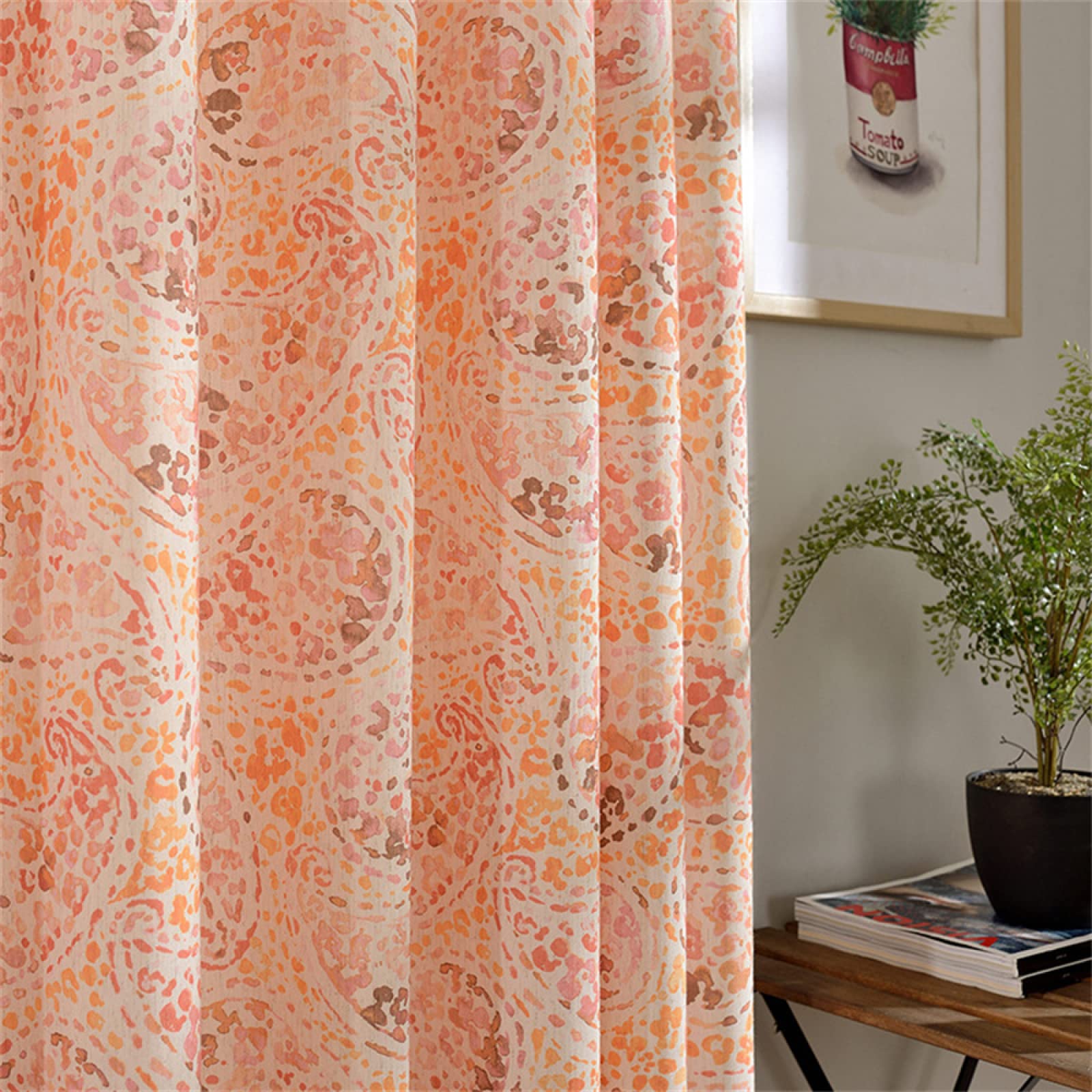 Translúcida Cortinas Visillo con Ollaos, Paisley Pink Cortina de Voile con Bordadas,Juego de 1 Cortinas, de la luz Solar Mientras Protege Algo de privacidad para salón Habitacion 1x220x270CM