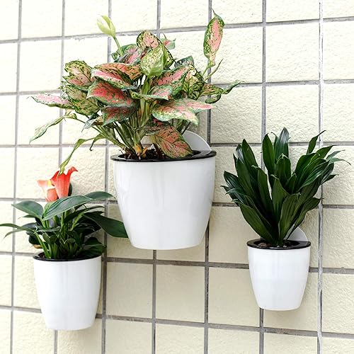 Miniatura 2 de Paquete de 3 macetas verticales de riego automático para colgar en la ventana del jardín, para interiores y exteriores, cesta de flores para cocina,
