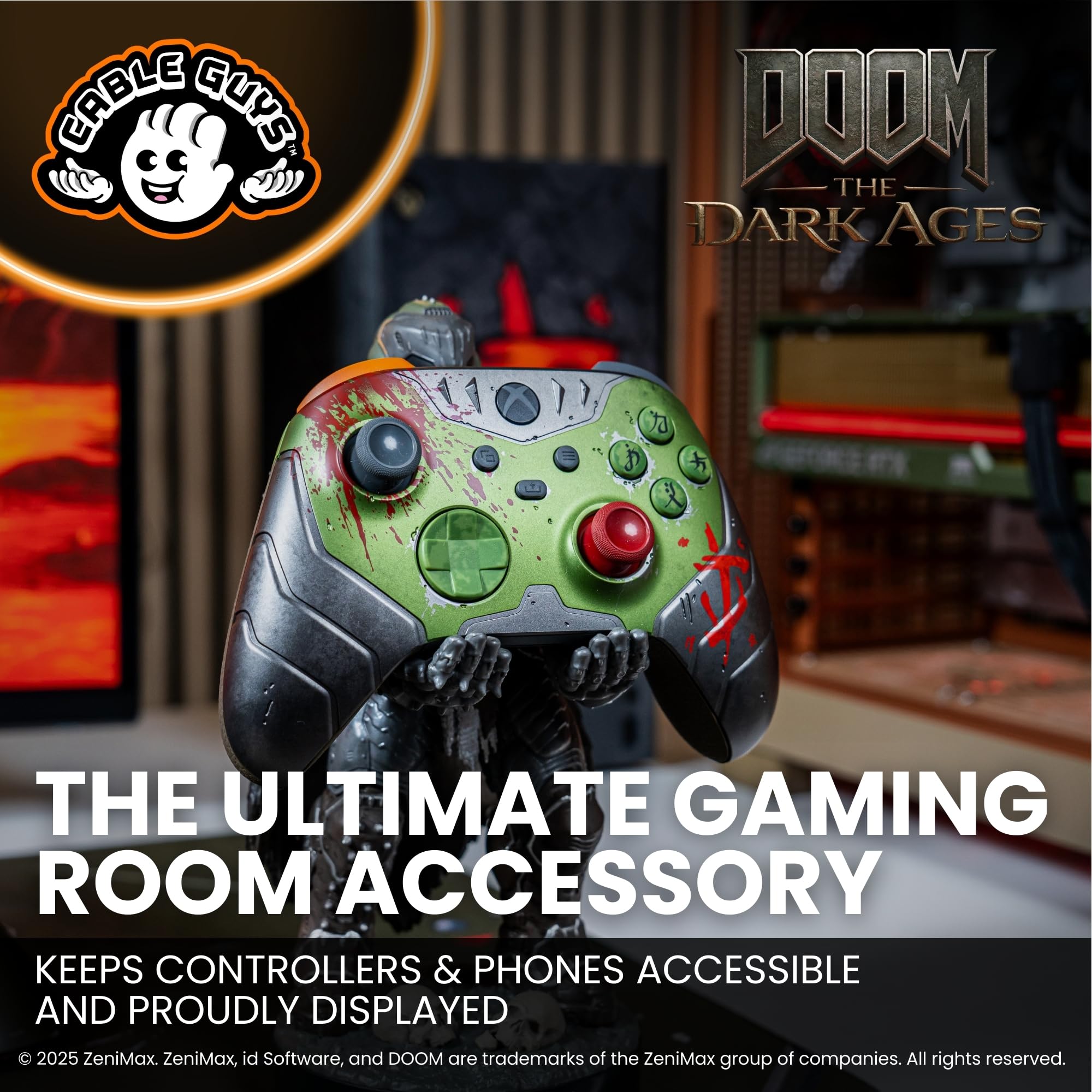 Cableguys Doomslayer Controller Holder & Phone Stand - Gaming Accessories for Room and Desk Setup, Holder Compatible with Xbox, PlayStation & Most Standard Game Controllers - 2