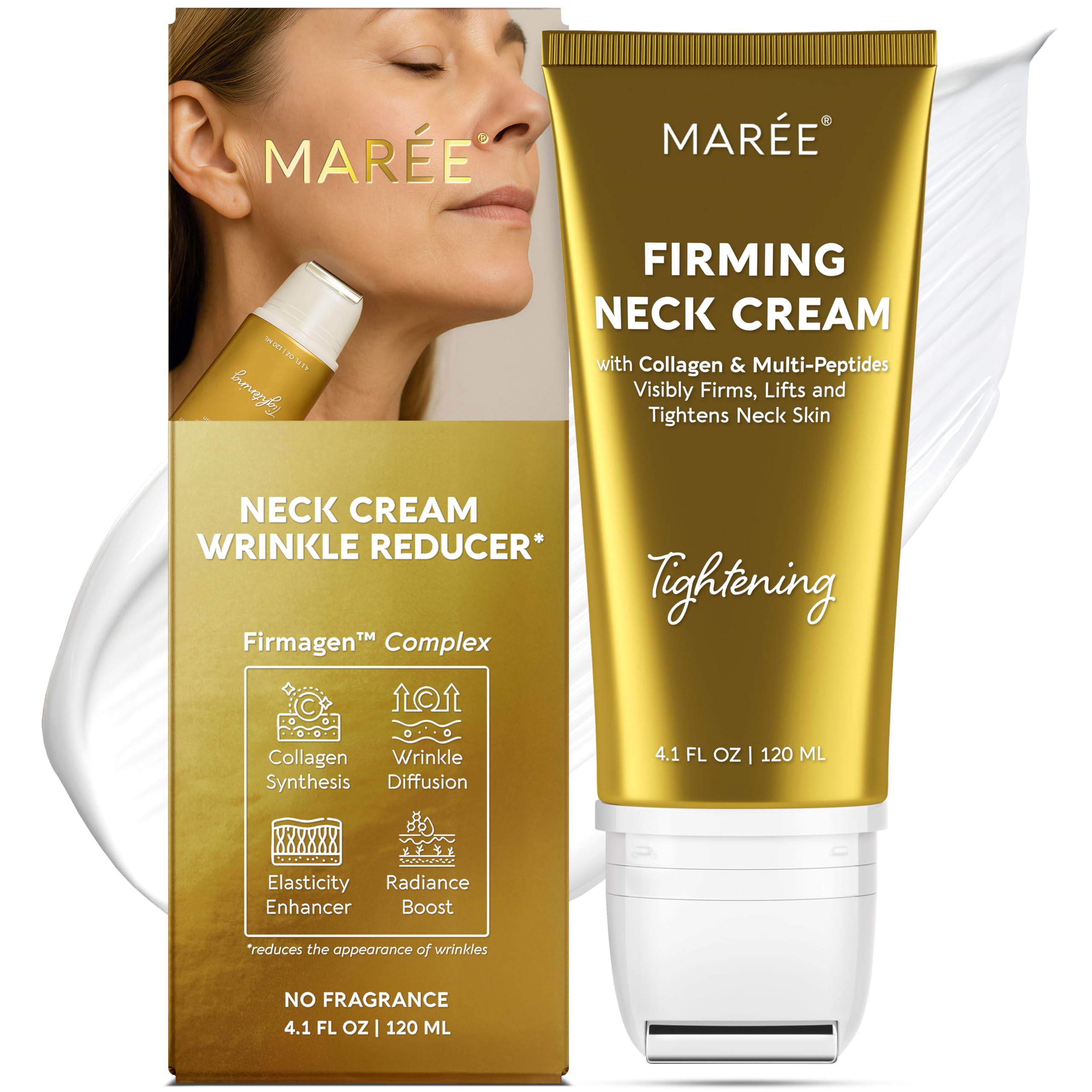 Neck Cream with Roller - Lifting Neck Creams For Tightening and Firming - 3D-Collagen & AH-8 Firming Neck Cream Roller - Face Décolleté Wrinkle Cream for Women - Crema Reafirmante Para el Cuello