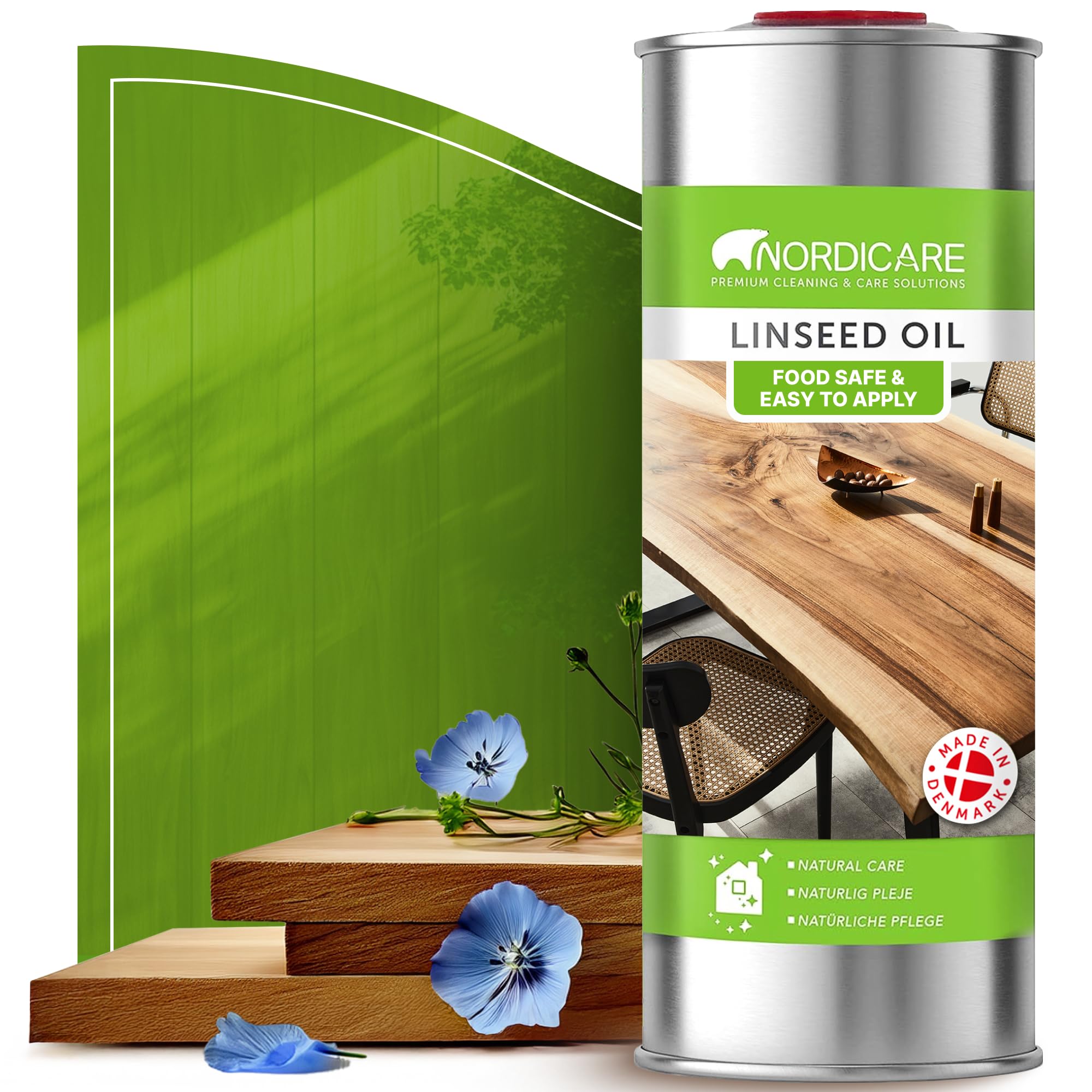 Nordicare Wood Oil Colorless - Premium Walnut Oil, Teak Oil, Wood Oil Furniture For Oak, Beech, Teak, Walnut, Pine, Larch - Natural Furniture Wood Oil - Made In Denmark - For - View #2