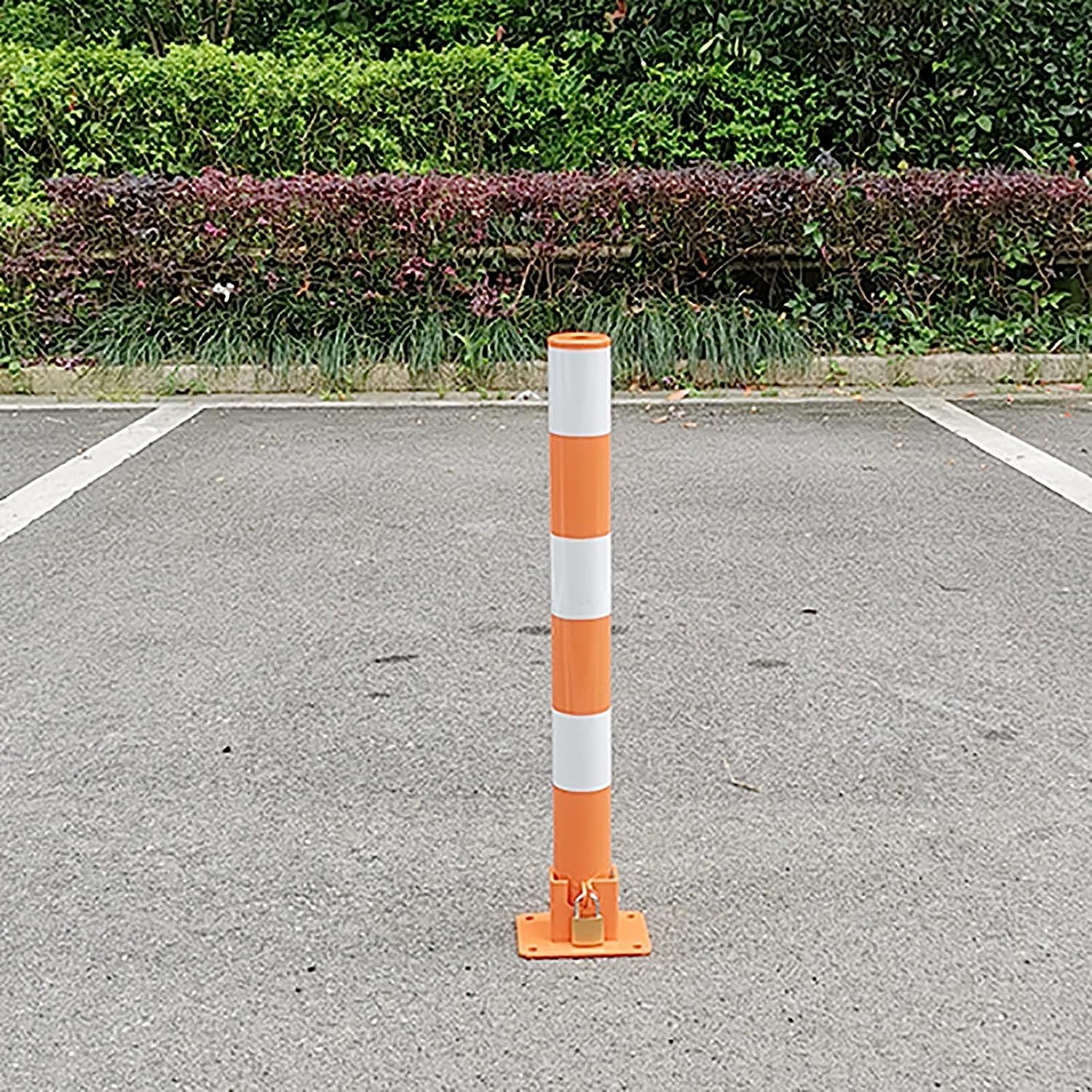 Lane crash post, Składany słupek parkingowy z blokadą, 4 śrubami kotwiącymi