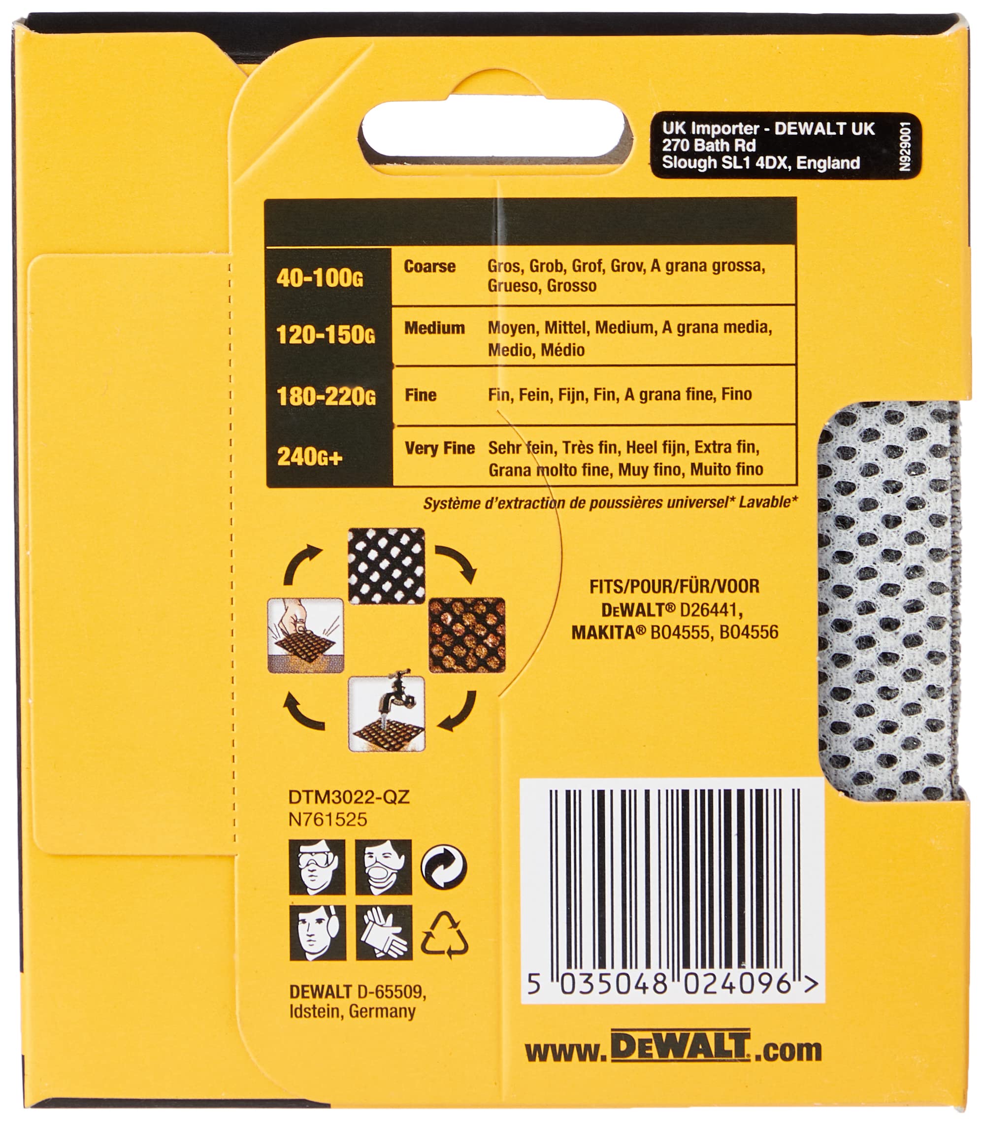 DeWalt, DTM3022, QZ, Hoja de Lija de Malla 80G 115 x 115mm