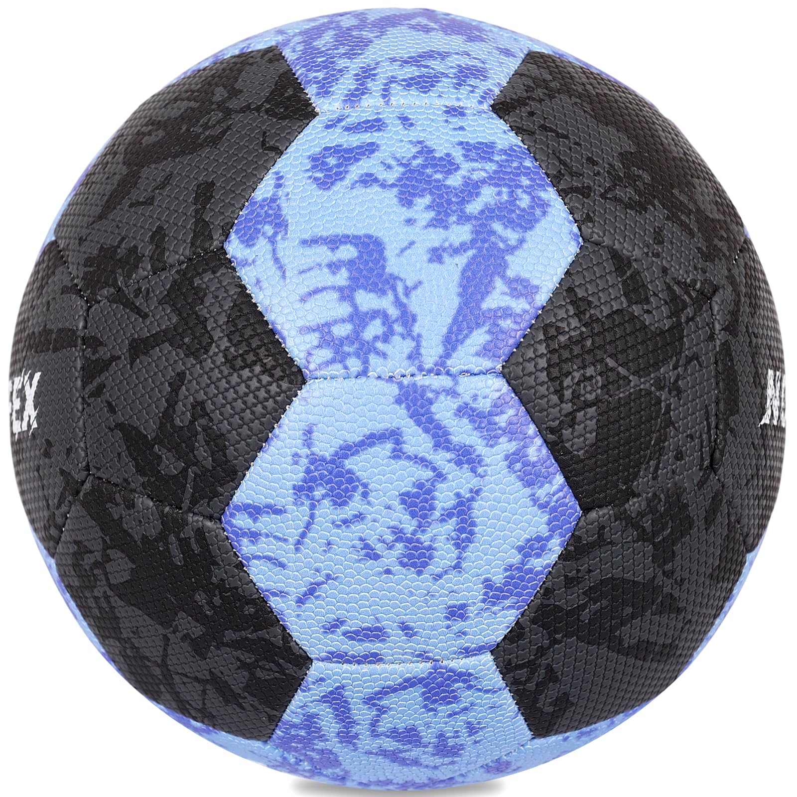 Balón de fútbol tamaño 5 para jóvenes y adultos, piel sintética negra y azul, fútbol duradero cosido a máquina de 32 paneles, costuras ocultas, resistente al agua, pelota de entrenamiento