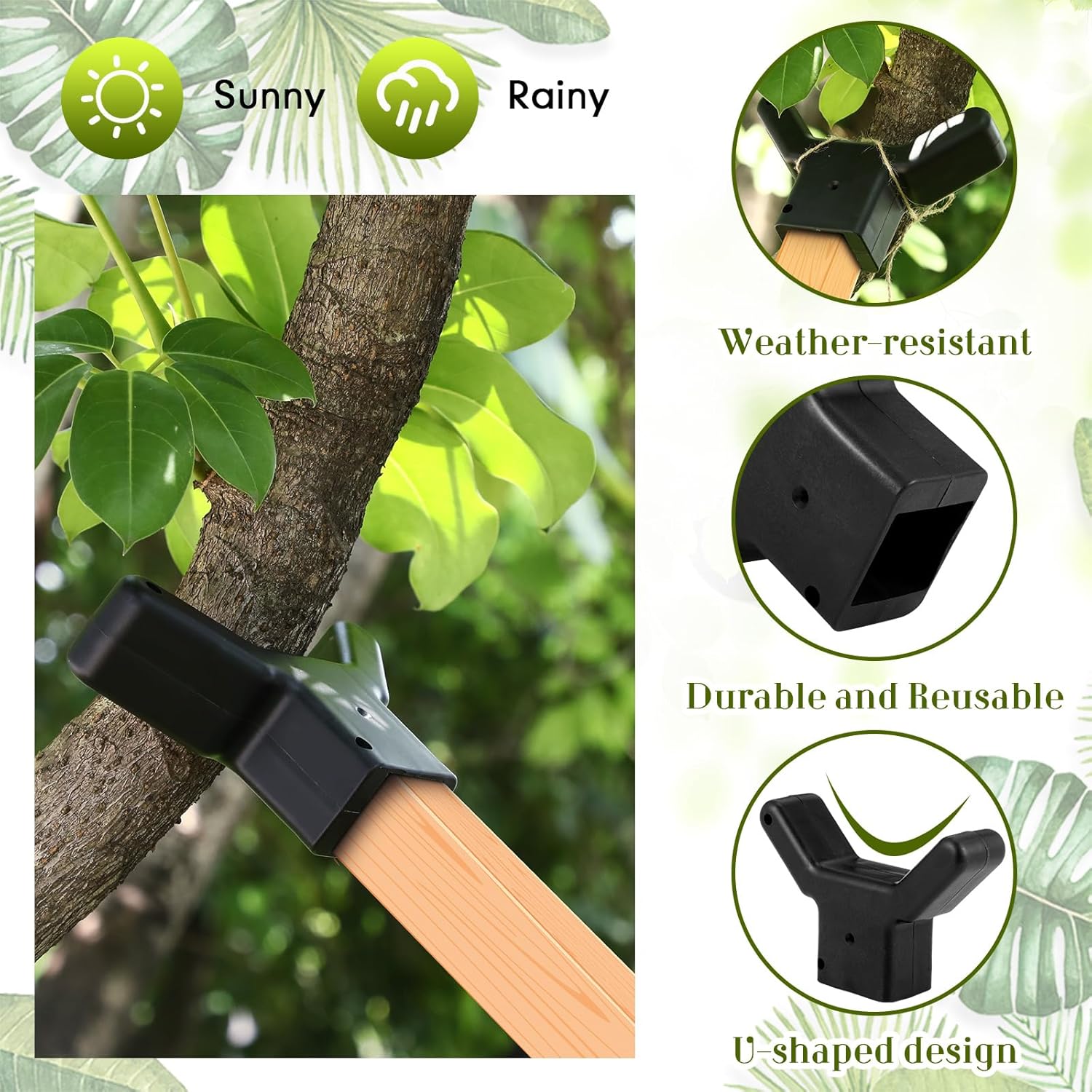 Yungyan 16 Pcs Tree Support, Plastic Fruit Tree Branch Support Device Tree Brace Prevent Them from Breaking for Vineyards Ornamental Gardens Orchards Fits on Standard 1.57 x 1.57 Inch Lumber (Grey)