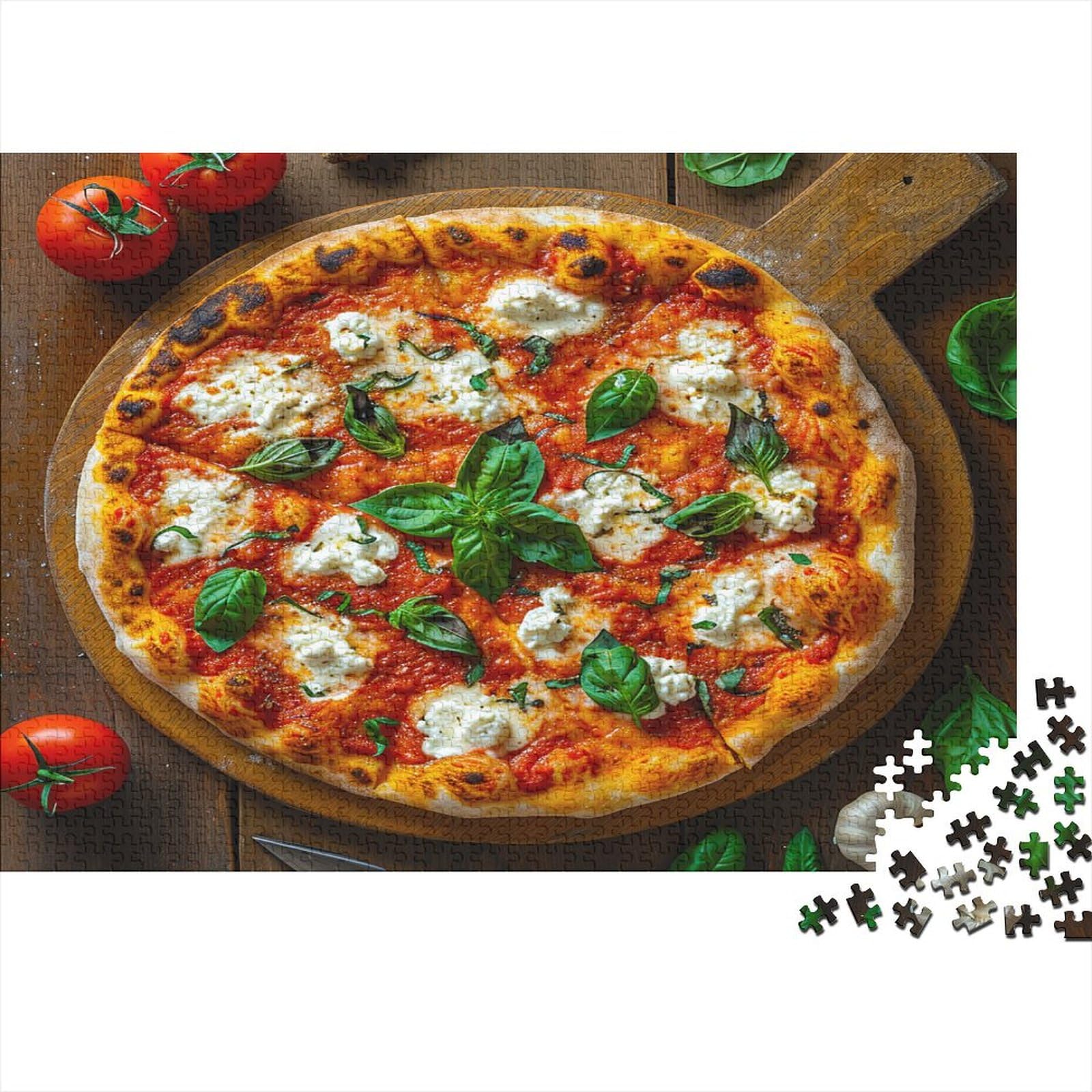1000 Piece Jigsaw Puzzles for Adults Pizza Jigsaw Puzzle Pizza Margherita Great Gift for Adults Educational Games Wood Puzzle Challenging Game And Family Play 1000pcs (75x50cm)
