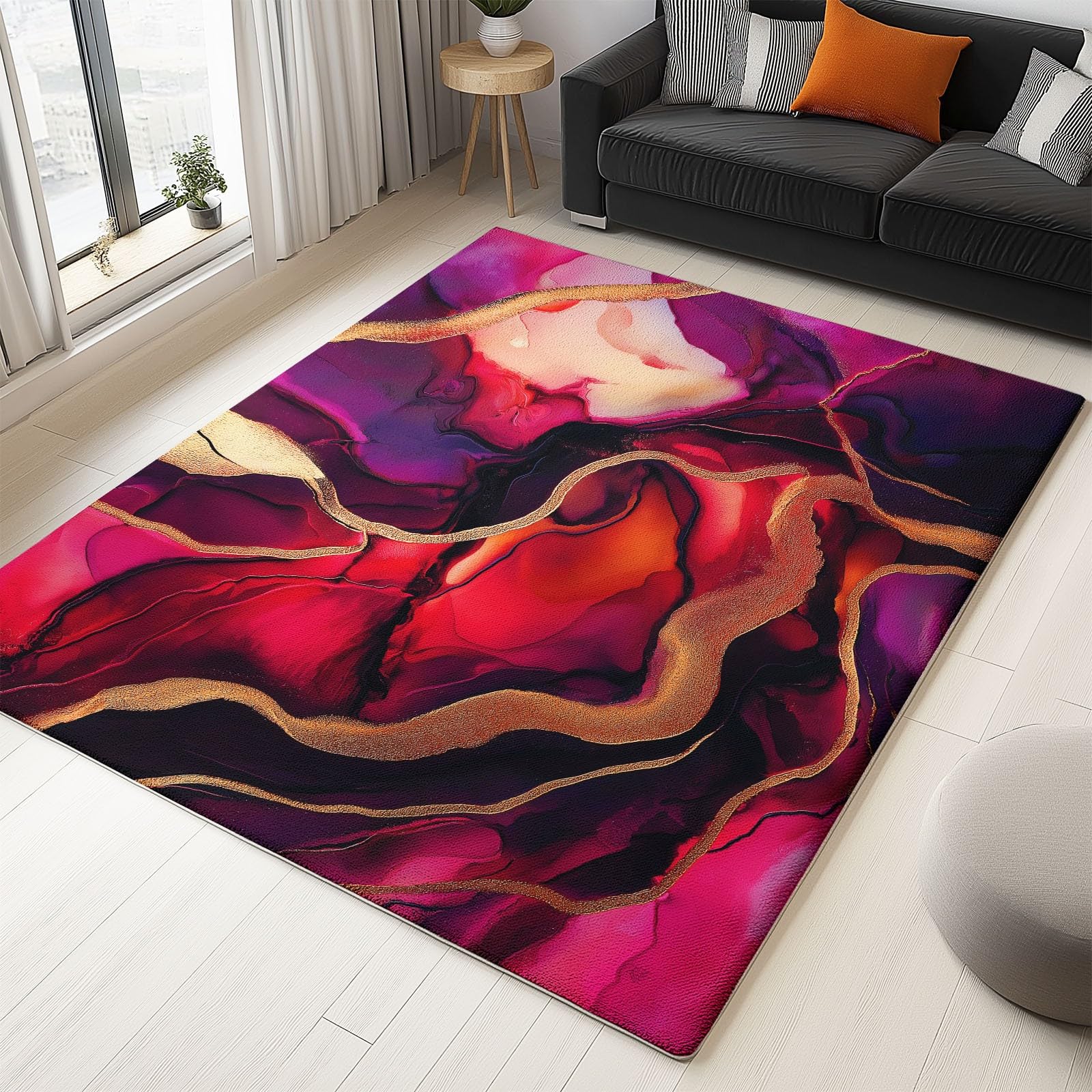 Dywan poliestrowy tekstura abstrakcyjny marmur 80 x 150 cm - wycieraczka do drzwi do wnętrz i na zewnątrz dywan wielokolorowy antypoślizgowy i pyłoszczelny wodoodporny dywanik wejściowy zmywalny