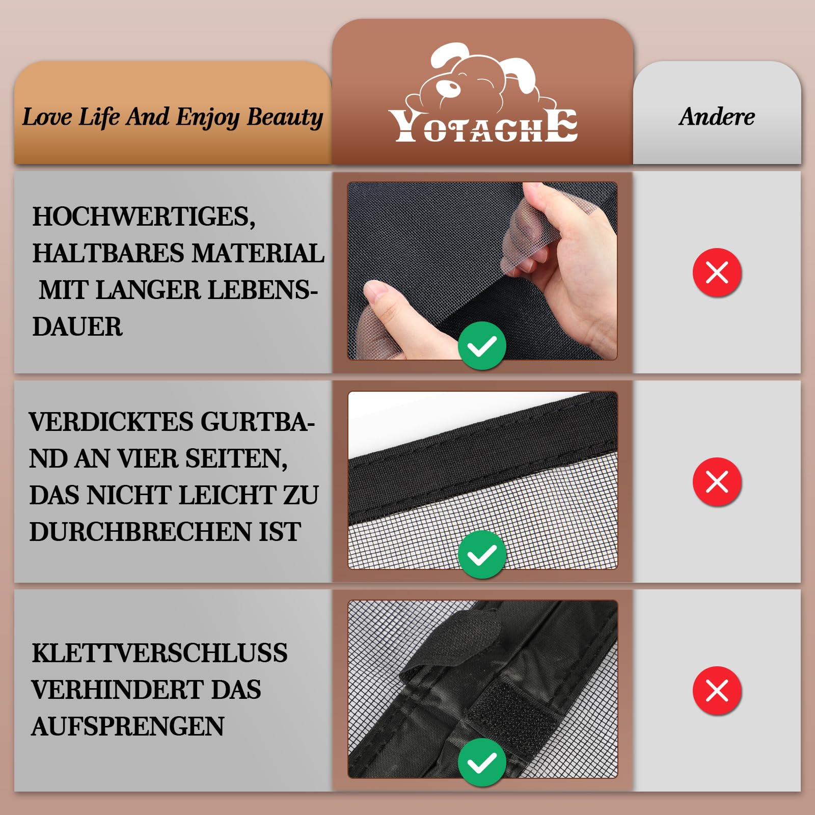 Yotache Fliegengitter Tür Magnet 188x206cm Fliegengitter Doppeltür Ohne Bohren, Insektenschutz für Schiebetür Balkontür, Reißfest, Fokussierte Magnete für Schnelleren Verschluss, Schwarz-Türrahmenmaße