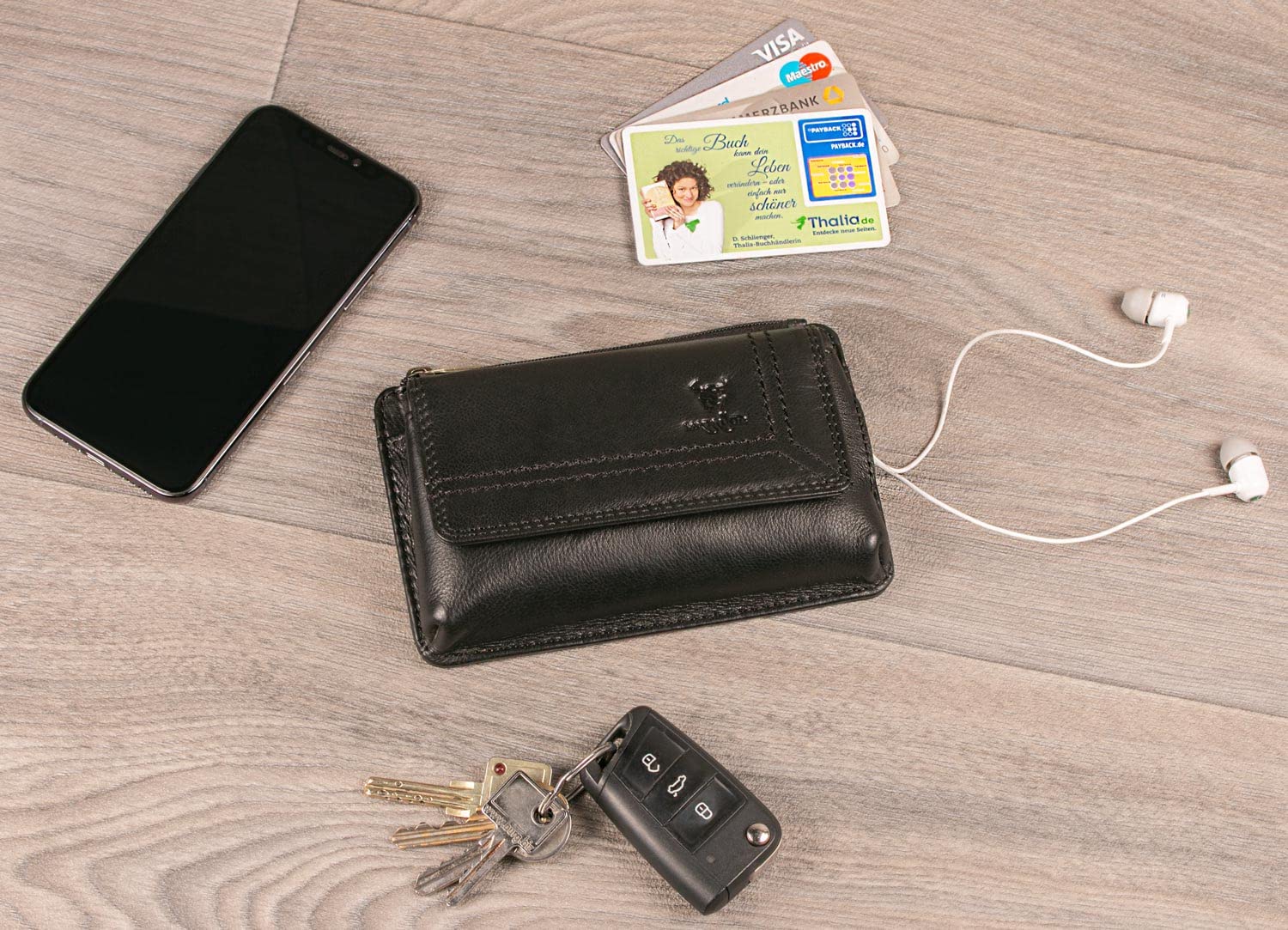 Matador Sac Banane en Cuir véritable avec Compartiment zippé séparé pour Cartes et pièces de Monnaie pour appareils jusqu'à 6,1 Pouces