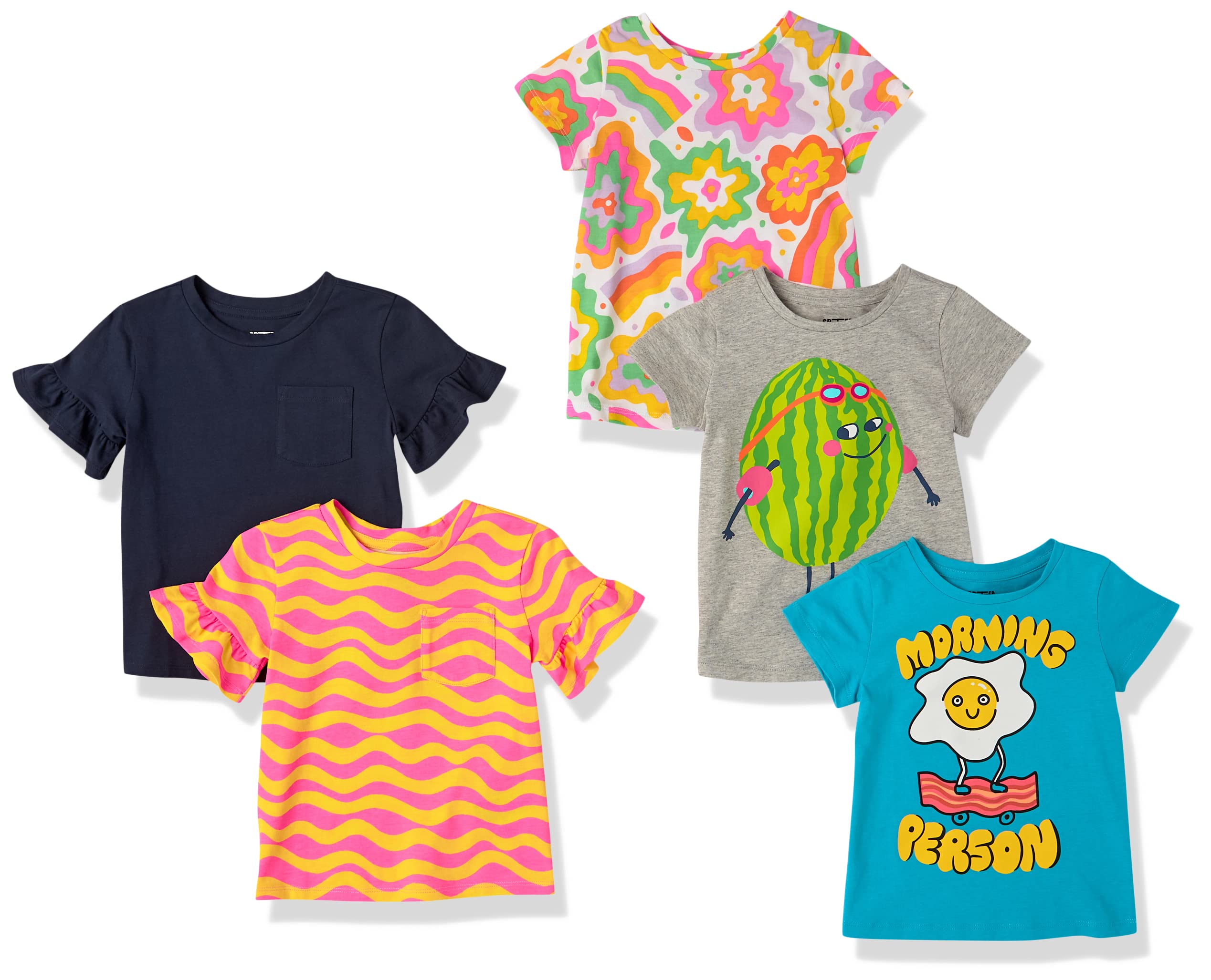 Amazon Essentials T-Shirt a Maniche Corte Bambine e Ragazze, Confezioni Multiple
