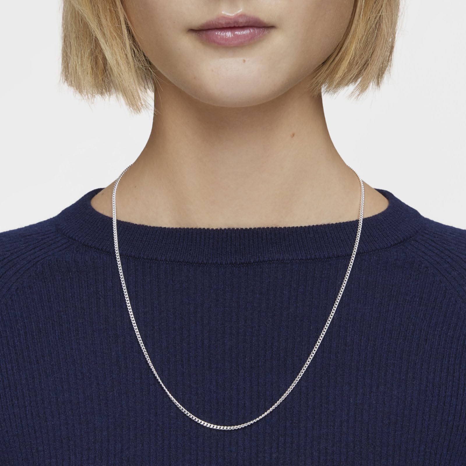 TOUS Cadena Mediana para Mujer de Plata de Primera Ley Cordón, 60 cm de Largo, Colección Basics