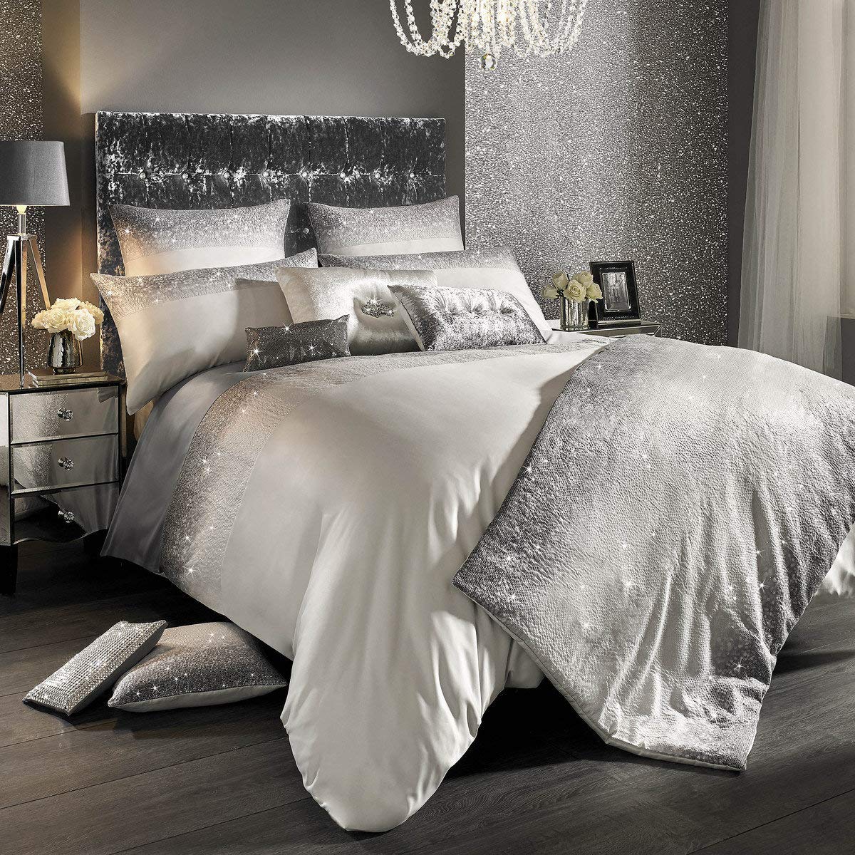 Glitter Fade Bed Linen by Kylie Minogue At Home - - New Autumn Collection 2017 AVAILABLE Now (King Duvet Cover: 230cmx220cm)