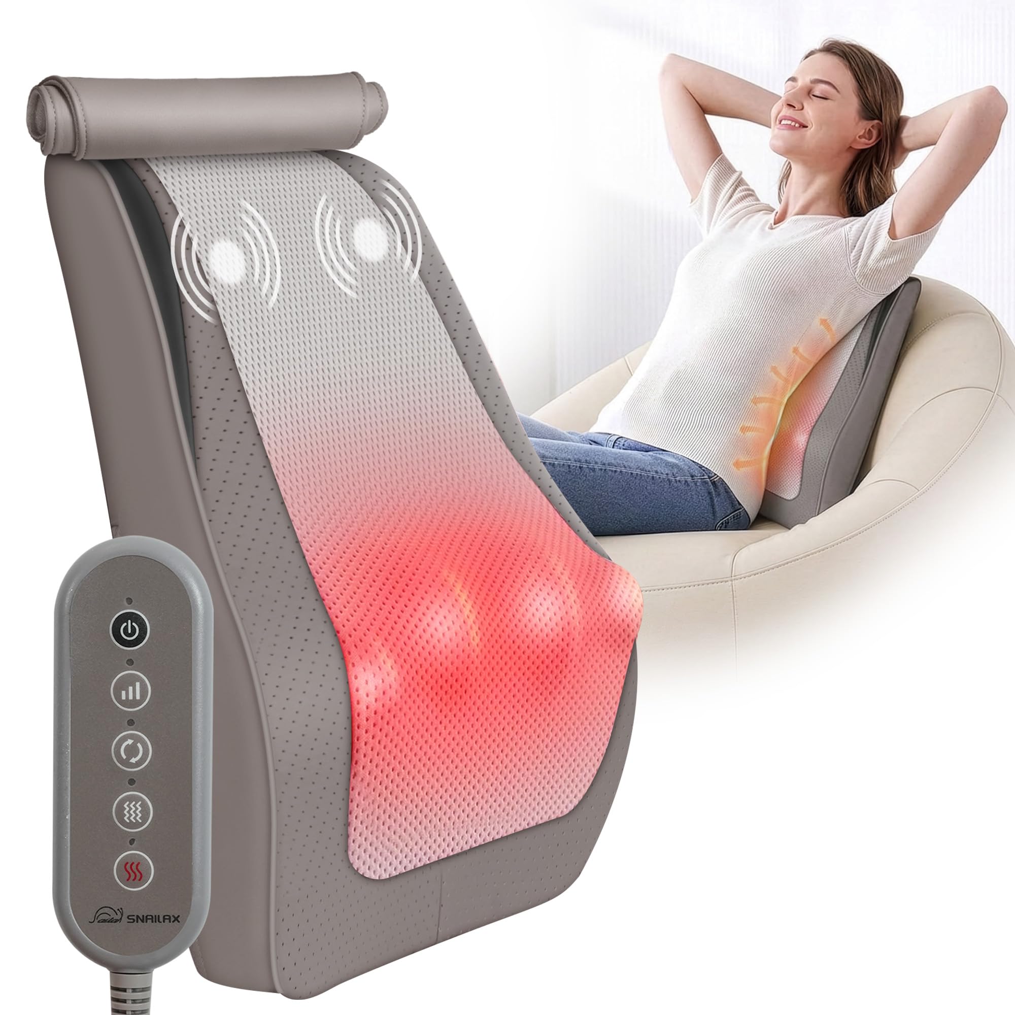 Photo 1 of Snailax Back Massager for Back Pain Deep Tissue, Shiatsu Lower Back Neck Massager with Heat, 3D Kneading Massage Pillow for Neck Shoulder Legs, Fathers Day Gift for Dad Men Women (Beige)