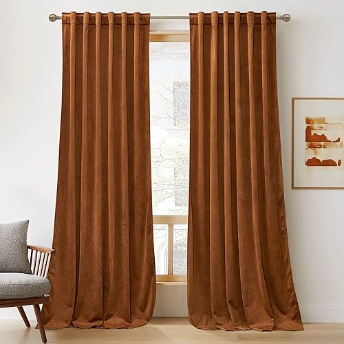 Miniatura 132 de RYB HOME - Cortinas de terciopelo beige, cortinas decorativas resistentes con pestaña trasera, cubierta de privacidad para oscurecer habitación