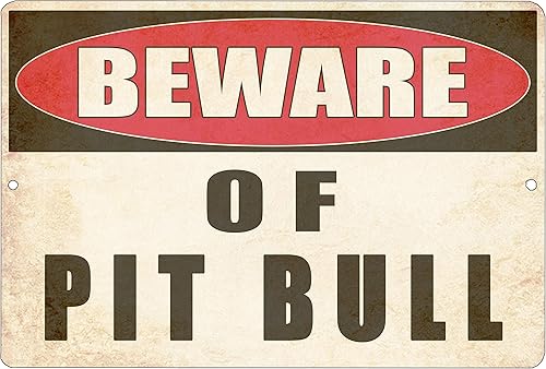 Letrero de metal con texto en inglés "Beware of Pit Bull Dog" para valla de advertencia para exteriores, grande, 12 x 8 pulgadas