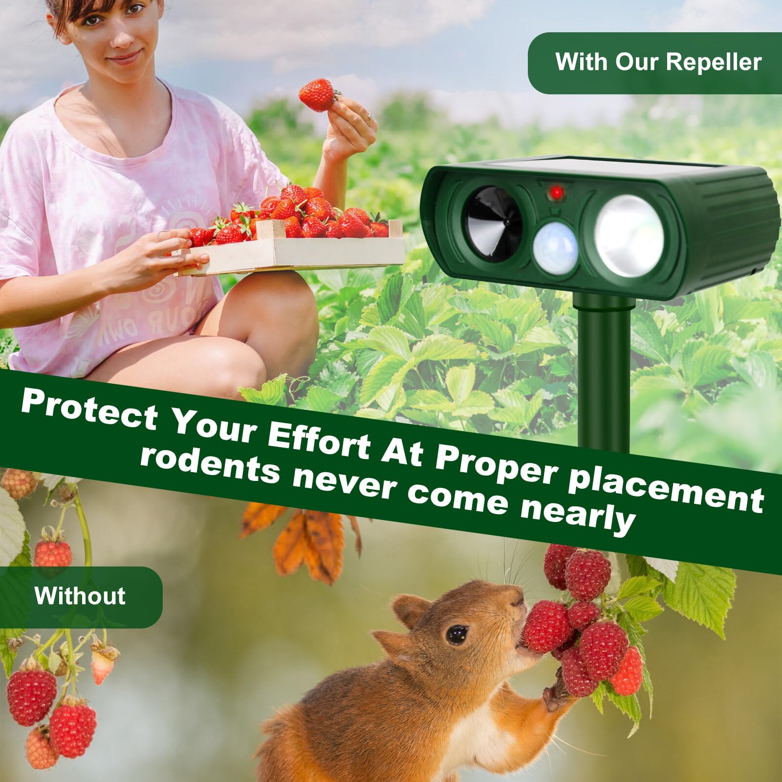 Repelente de Gatos, Ahuyentador para Gatos Ultrasonido Repelente, Disuasión Solar con LED Intermitente, Resistente al Agua IPX4 para Exteriores, Repele Eficazmente Gatos, Perros, Pájaros, Topos