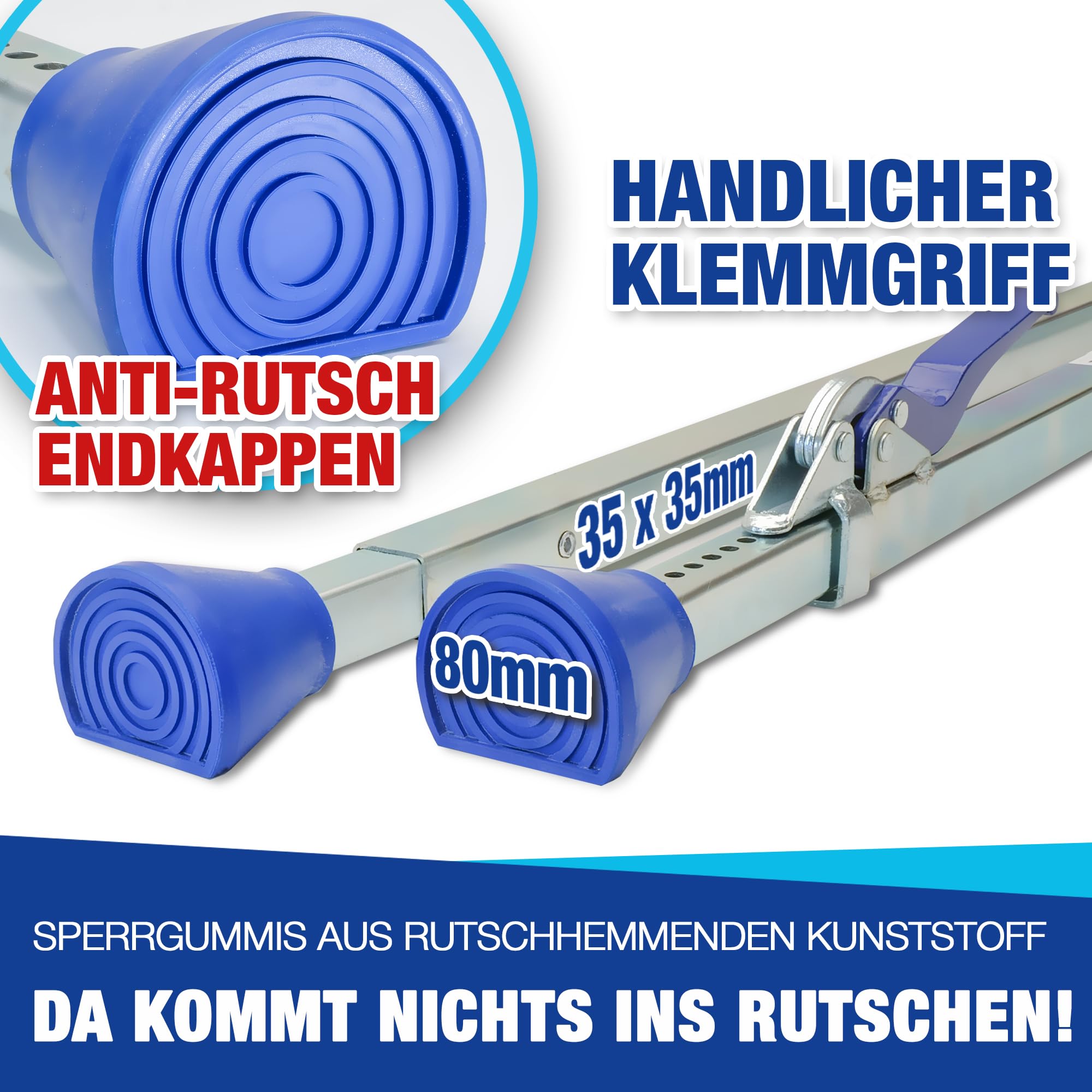 2 x 4-Kant-Klemmbalken Vierkantklemmbalken 1,88-2,85 m Ladungssicherung und Transportsicherung für PKW LKW Anhänger und Transporter