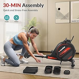 Wenoker Rowing Machine for Home, Magnetic Rower Machine, 350 LB Weight Capacity, 16-Level Silent Resistance Row Machine for Gym Exercise Full-Body Workout Compact Rower with LCD Monitor Tablet Holder