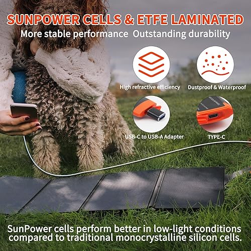 Miniatura 2 de Panel solar USB de 36 W con tipo C PD 3.0QC 3.0 de carga rápida, cargador solar portátil LMENGER compatible con smartphone, tableta, Powerbank