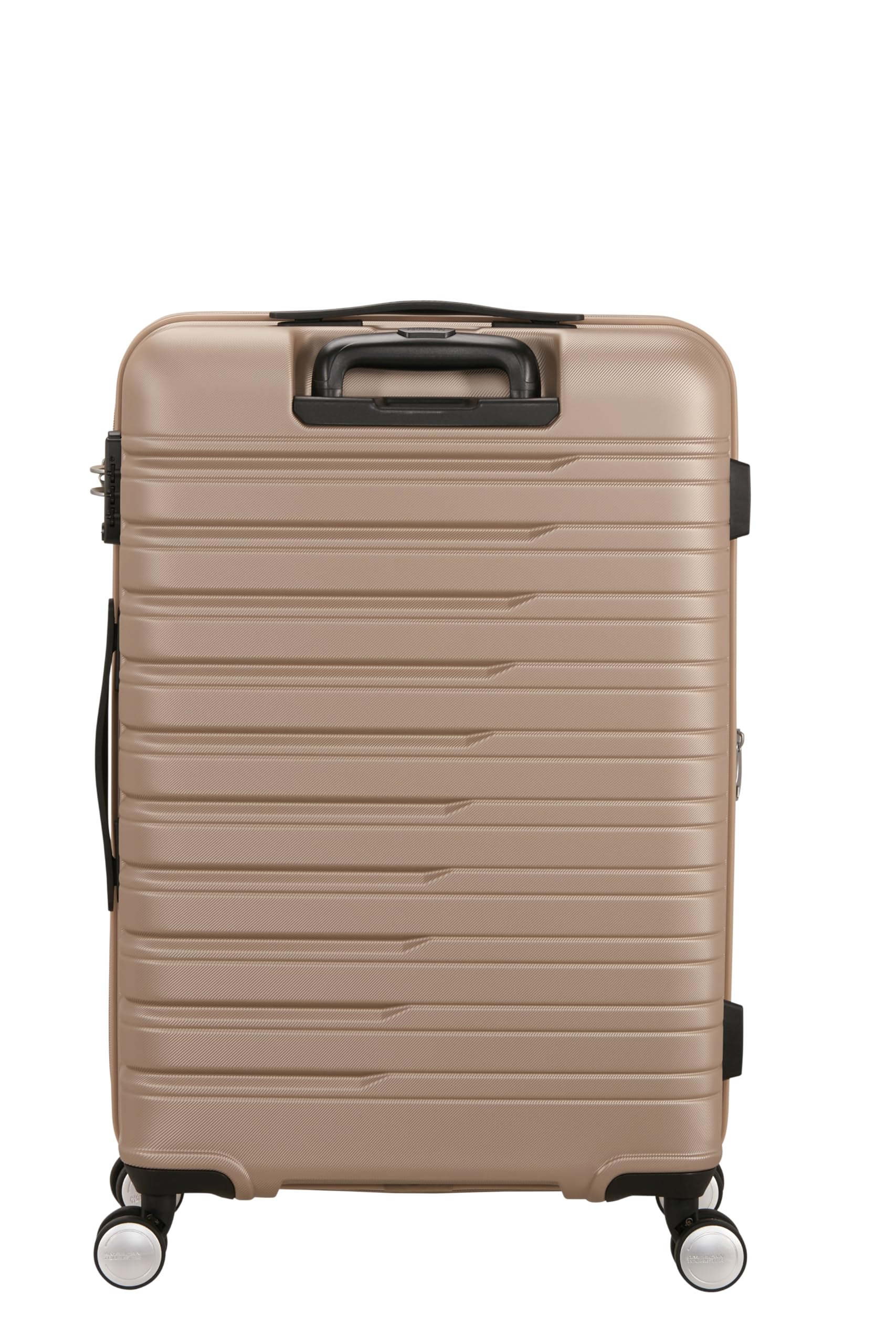 American Tourister Flashline - Étui Rigide de Taille Moyenne 67 cm, Extensible, étui de Voyage à 4 roulettes, Serrure TSA, 69/75 L, Or Ivoire