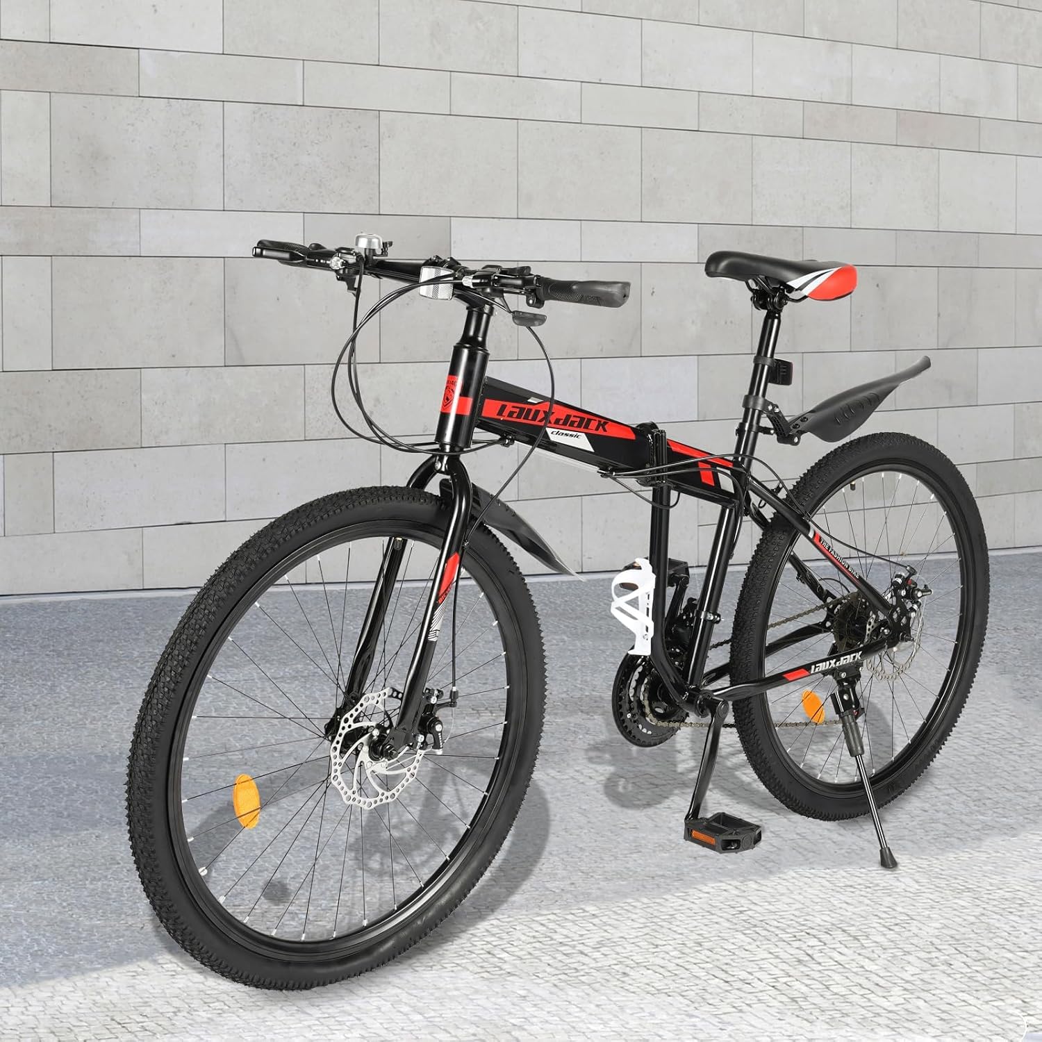 Futchoy 26 Zoll Fahrrad MTB Mountainbike für Jungen ab 160cm – Faltbar mit Stoßdämpfer, 21 Gang-Schaltung, Scheibenbremsen, Höhenverstellbar Mädchen, Damen & Herren (Rot) Sport & Freizeit